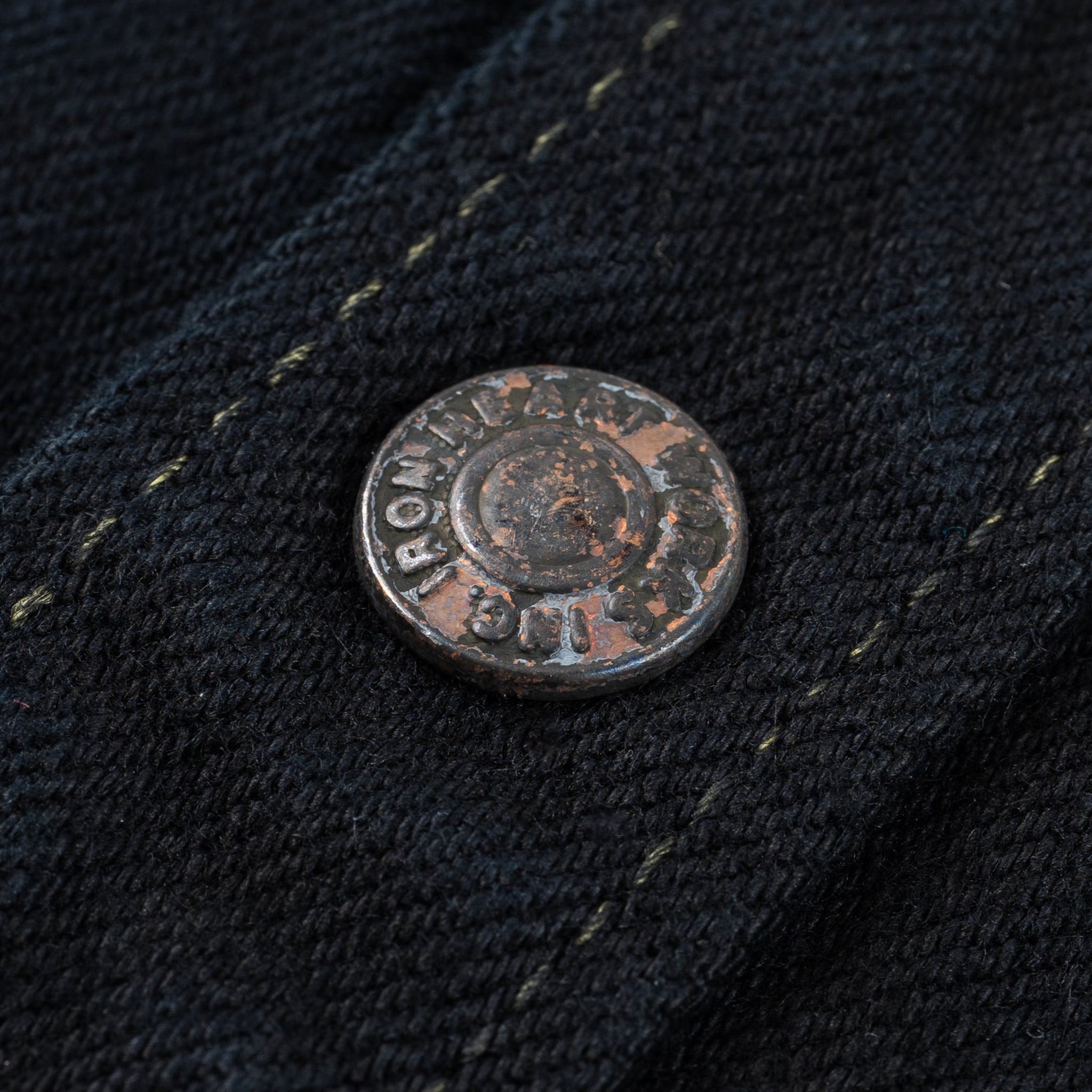 IHSH-293-OD 18oz Vintage Selvedge Denim CPO Shirt - Indigo Overdyed Black