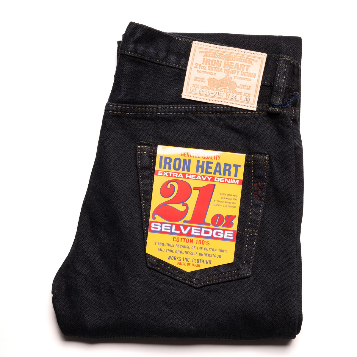 IH-666S-21od 21oz Selvedge Denim Slim Straight Cut Jeans - Indigo Overdyed Black