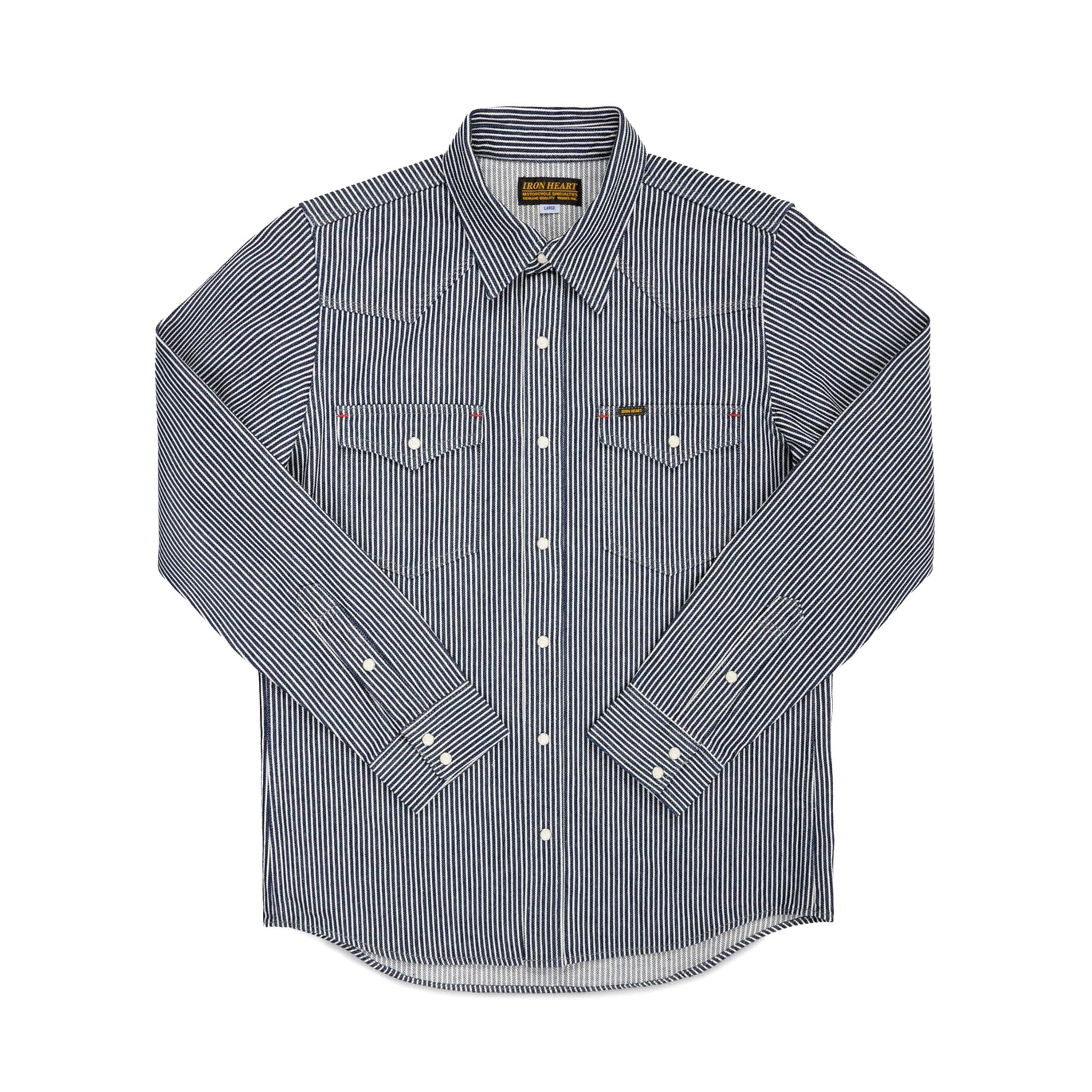 IHSH-07-IND 12oz Hickory Stripe Western Shirt - Indigo