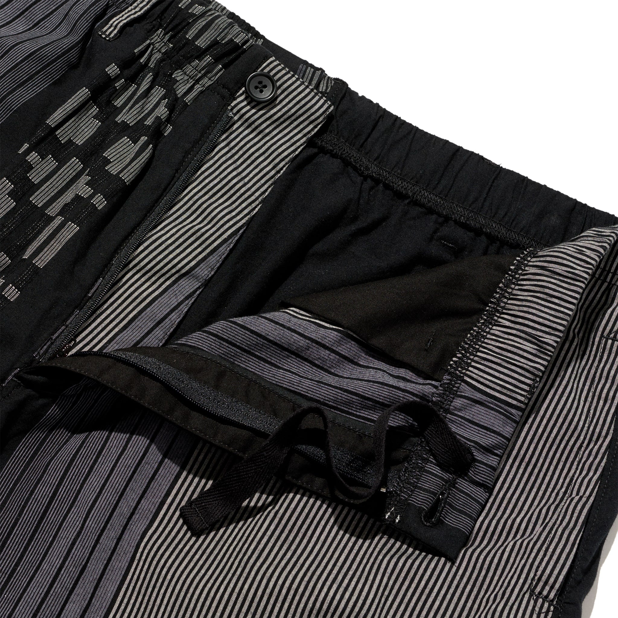 Drawstring Pant - Black/Grey Multi Pattern Stripe Jacquard