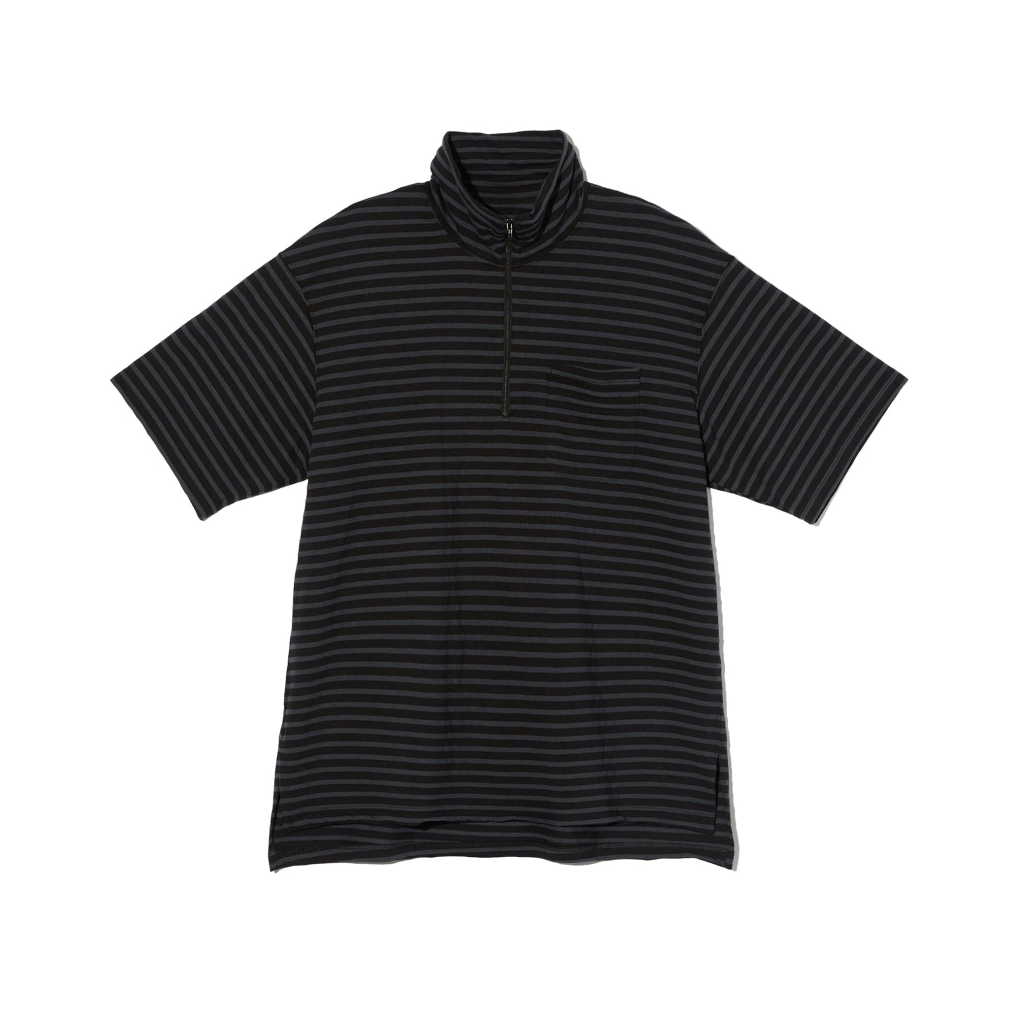 SS Zip Turtle - Charcoal/Black PC Stripe Jersey