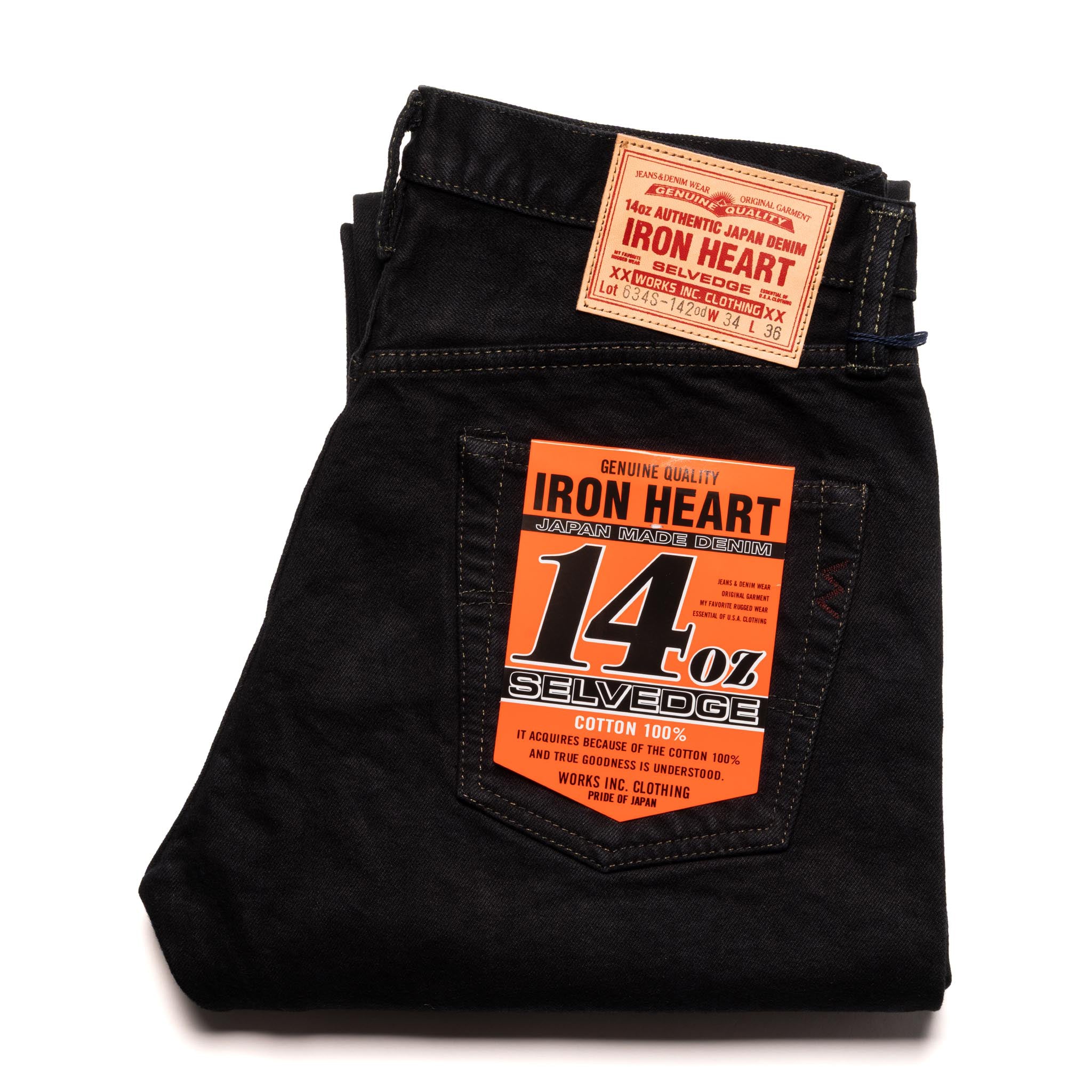 IH-634S-142od 14oz Selvedge Denim Straight Cut Jeans - Indigo Overdyed Black
