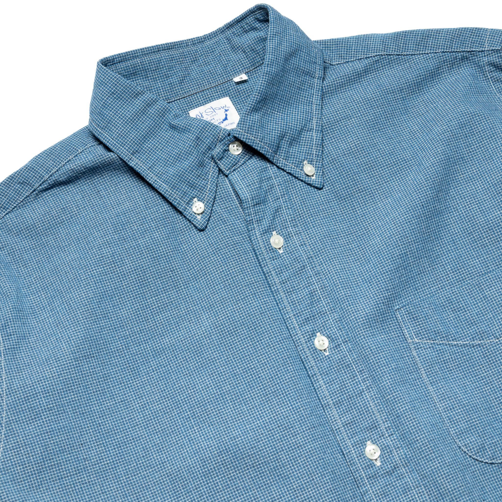 Small Check Indigo Chambray Standard Button Down Shirt