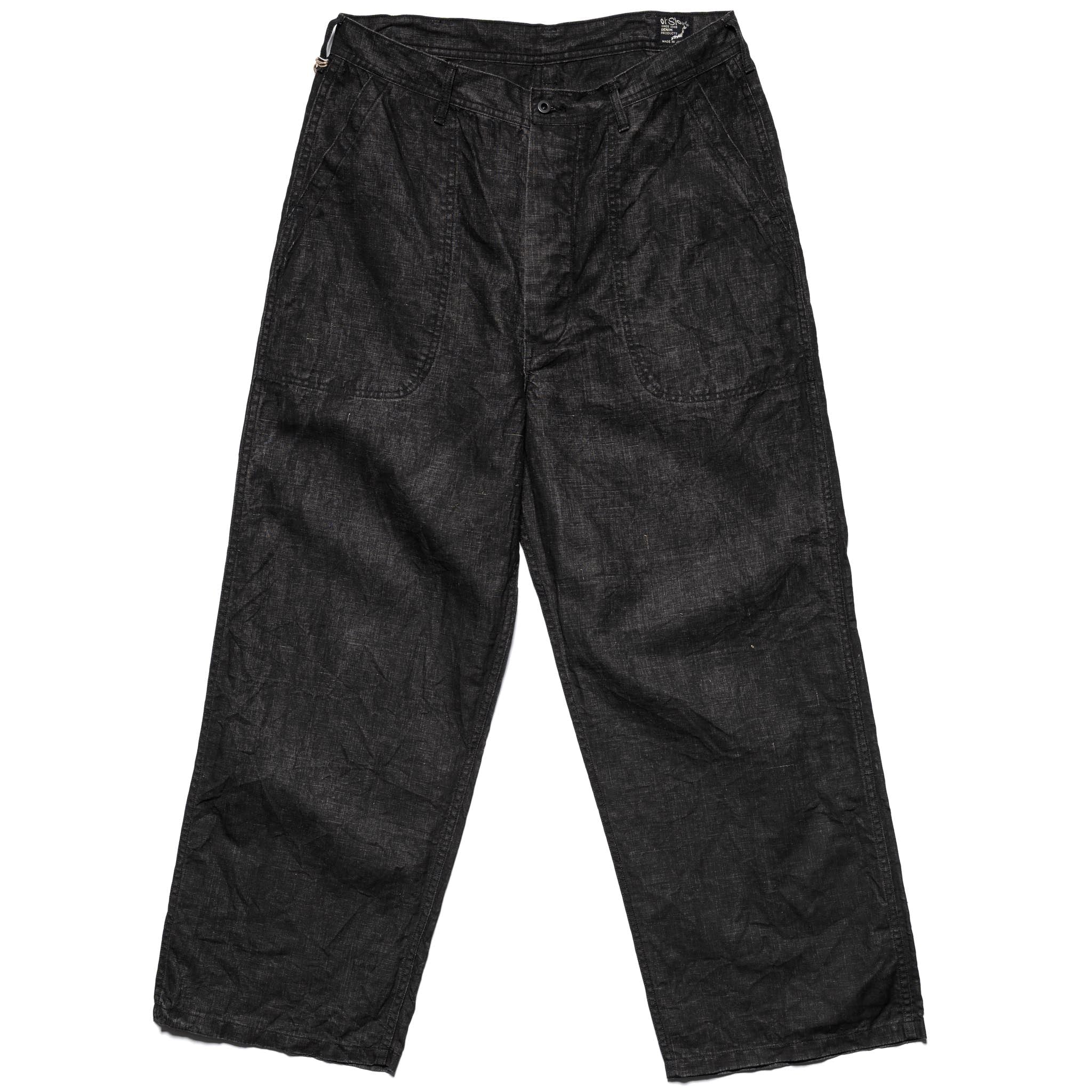 WWII 40's U.S. Navy Sumi Coated Linen Utility Trousers - Black