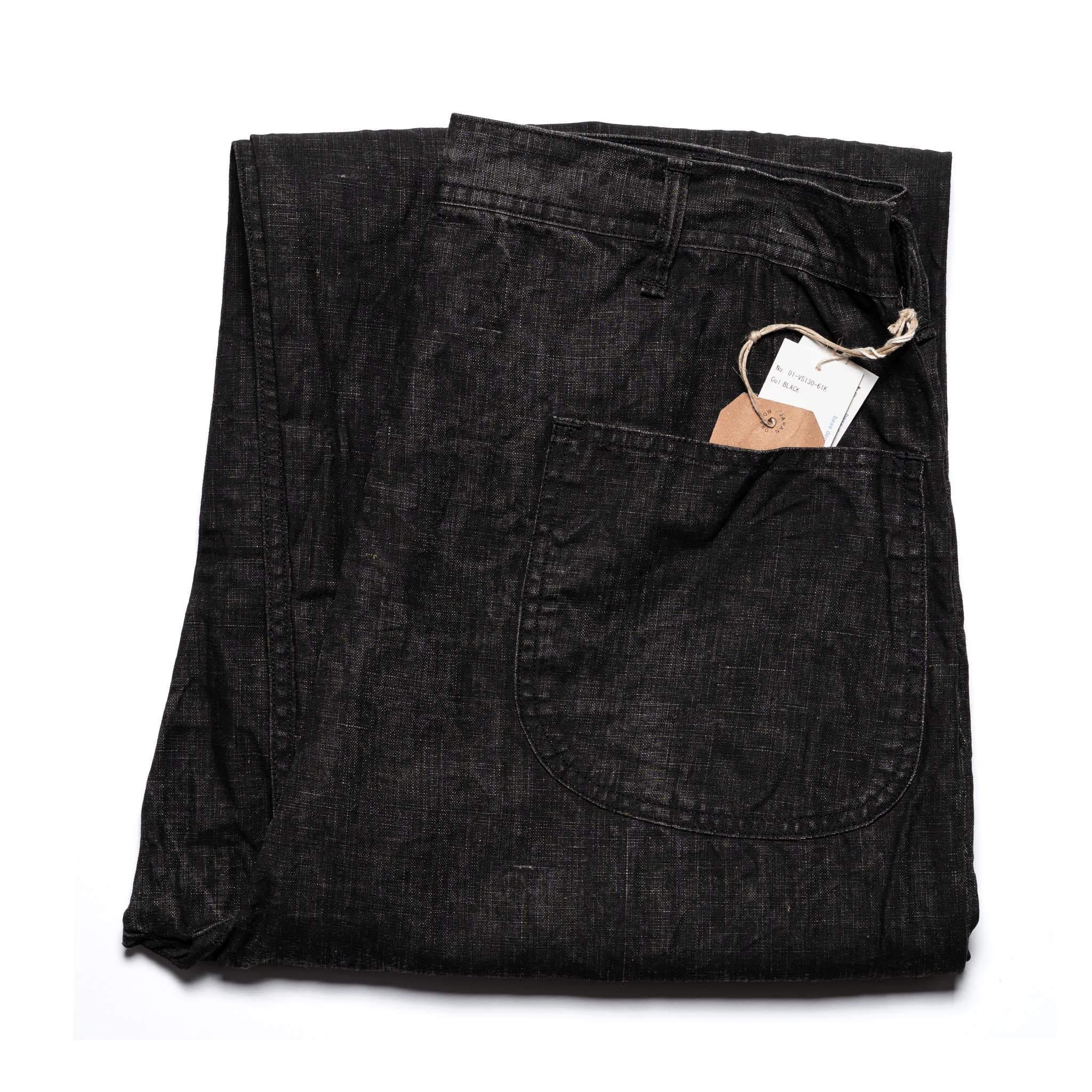 WWII 40's U.S. Navy Sumi Coated Linen Utility Trousers - Black