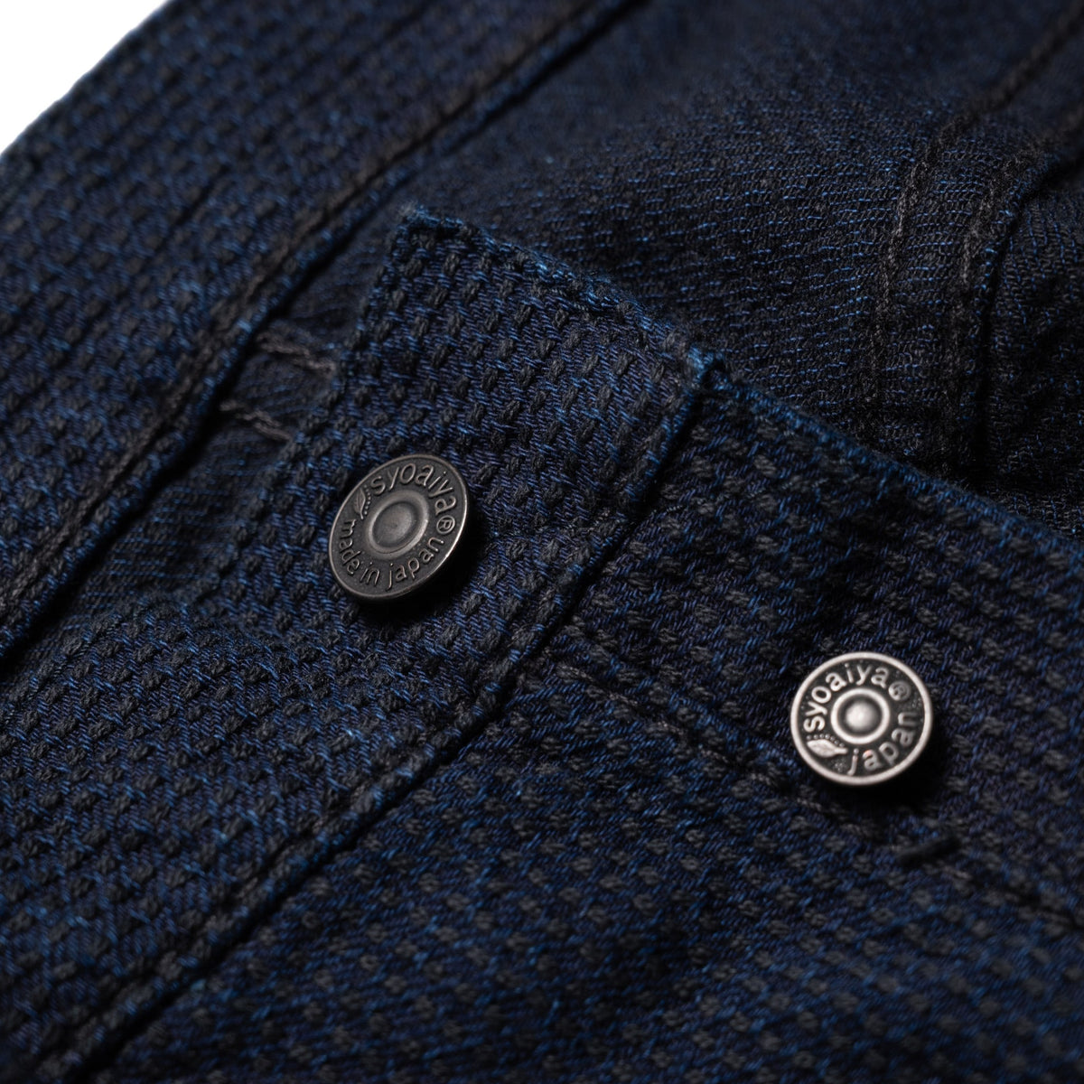 1178-ID Sashiko 5 Pocket Pants Regular Fit - Indigo x Black