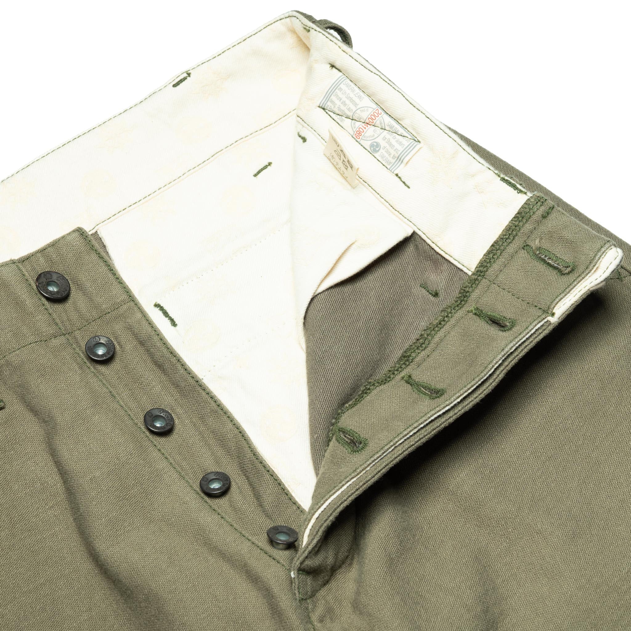 SJ42BP 15oz Heavy Back Satin Trousers - Olive