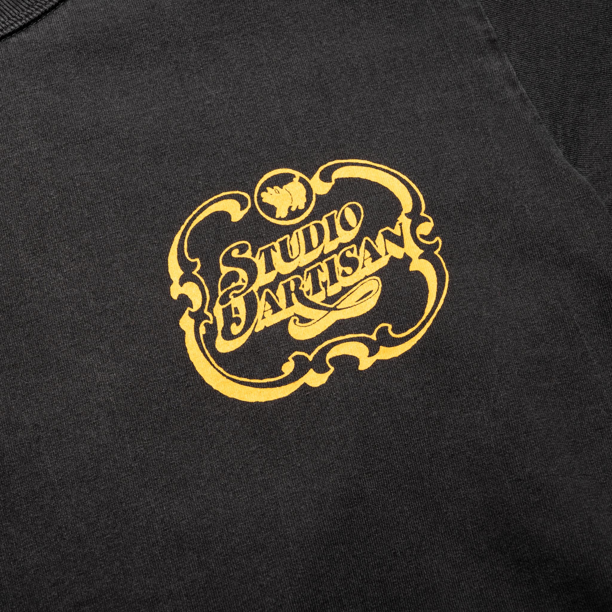 8207A USA Cotton Pigment Dye Graphic T-Shirt - Black