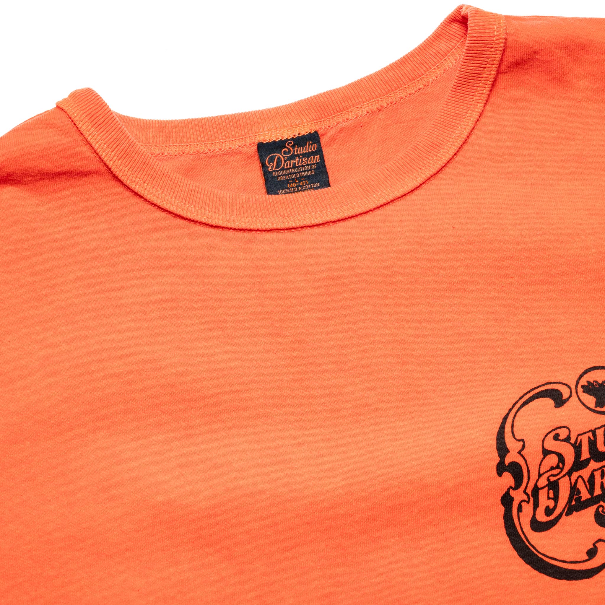 8207A USA Cotton Pigment Dye Graphic T-Shirt - Orange