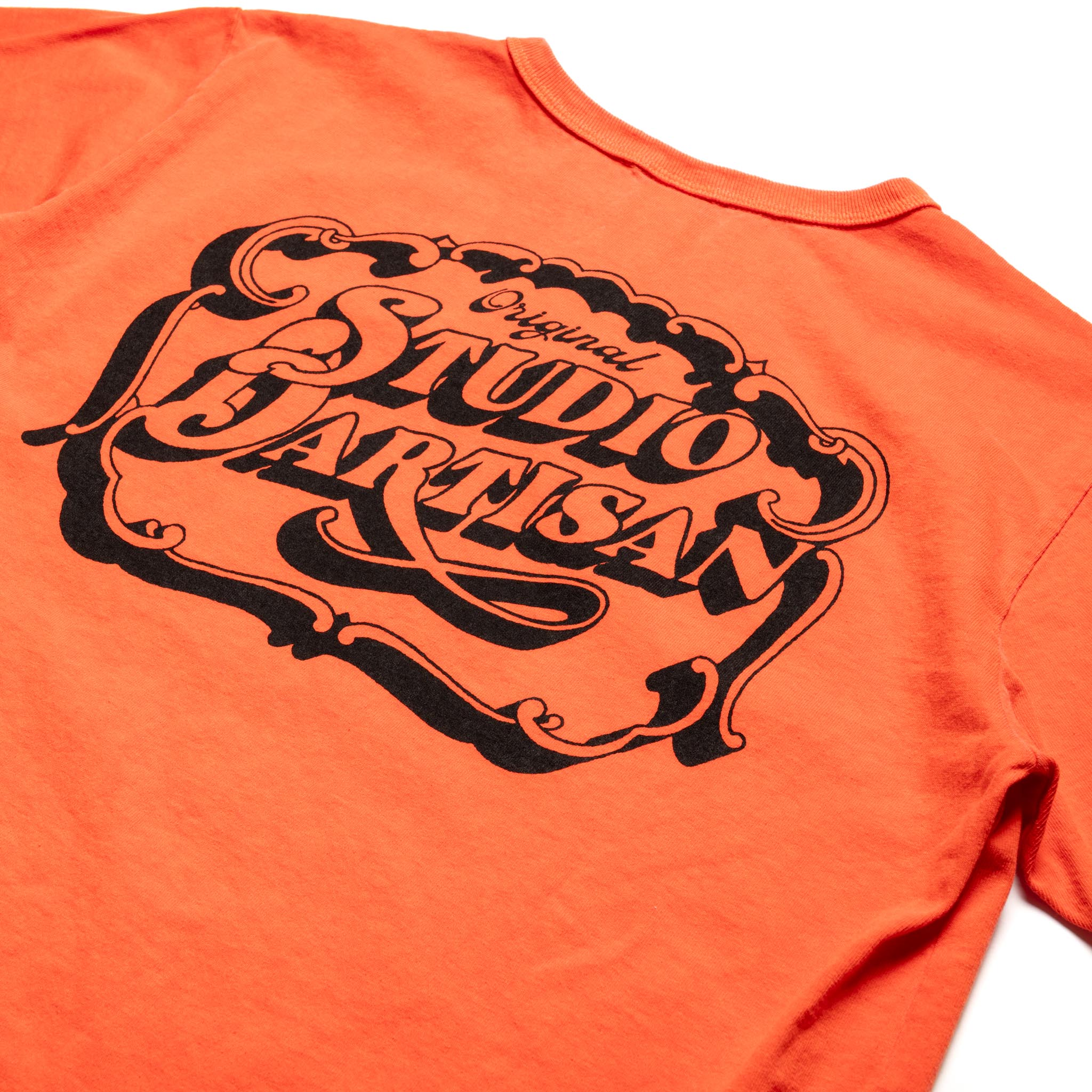 8207A USA Cotton Pigment Dye Graphic T-Shirt - Orange