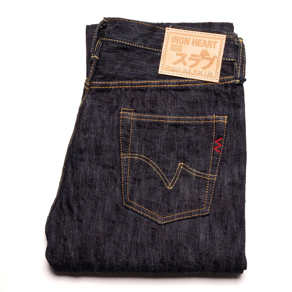 IH-666S-SLB 16oz Slubby Selvedge Denim Slim Straight Cut Jeans - Indigo