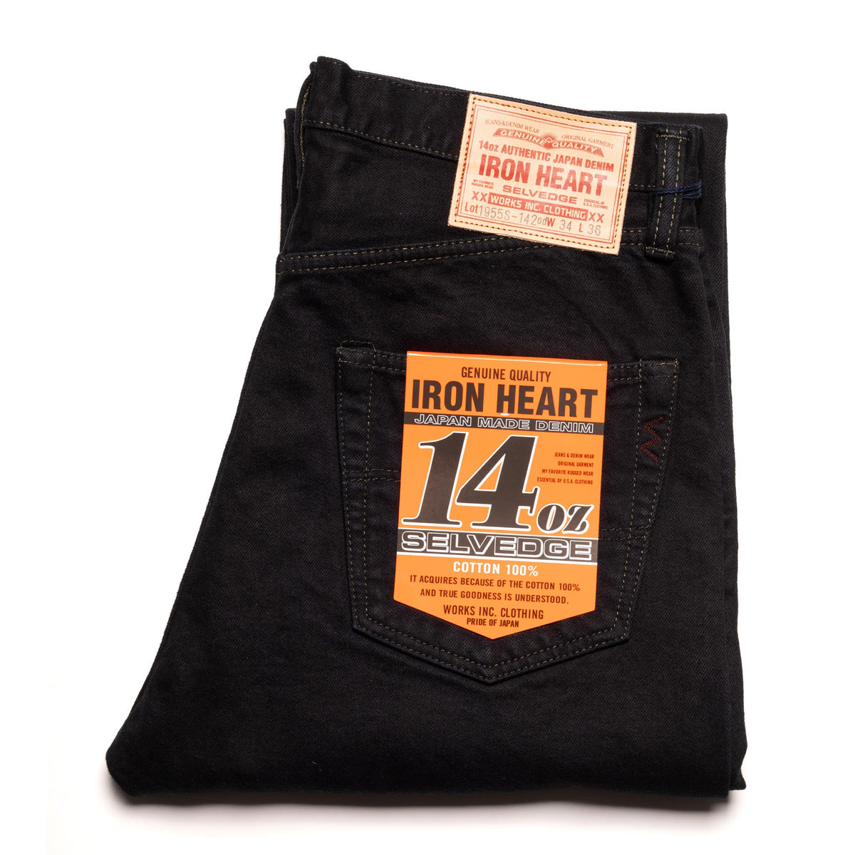 IH-1955S-142od 14oz Selvedge Denim "1955" Vintage Tapered Jeans - Indigo Overdyed Black