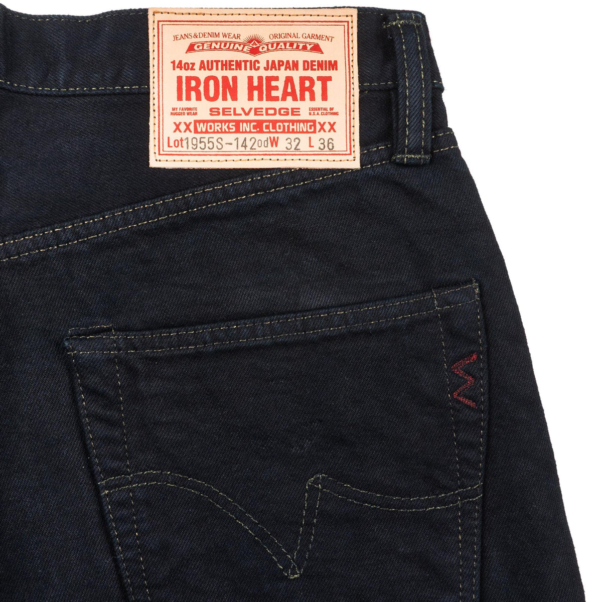 IH-1955S-142od 14oz Selvedge Denim "1955" Vintage Tapered Jeans - Indigo Overdyed Black