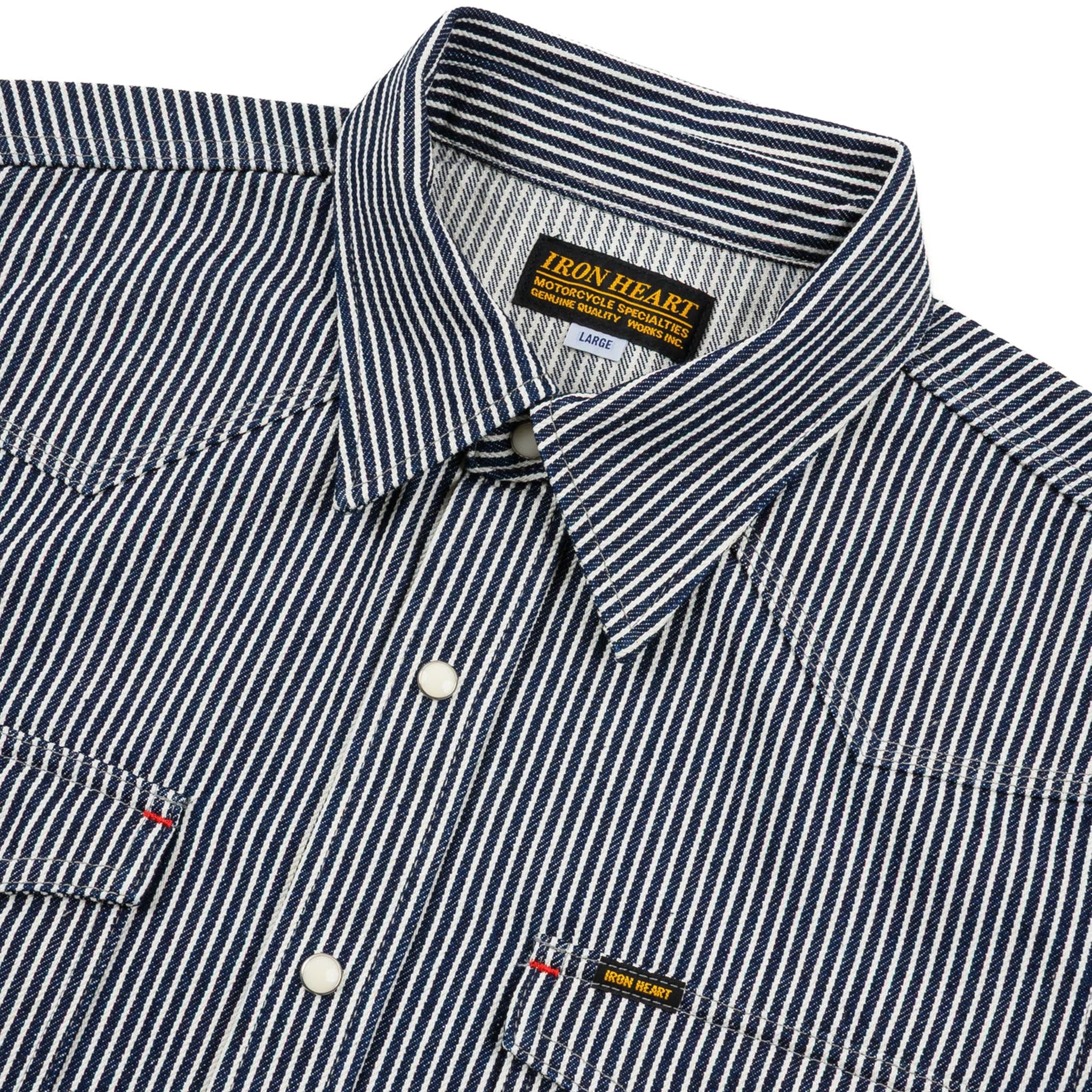IHSH-07-IND 12oz Hickory Stripe Western Shirt - Indigo