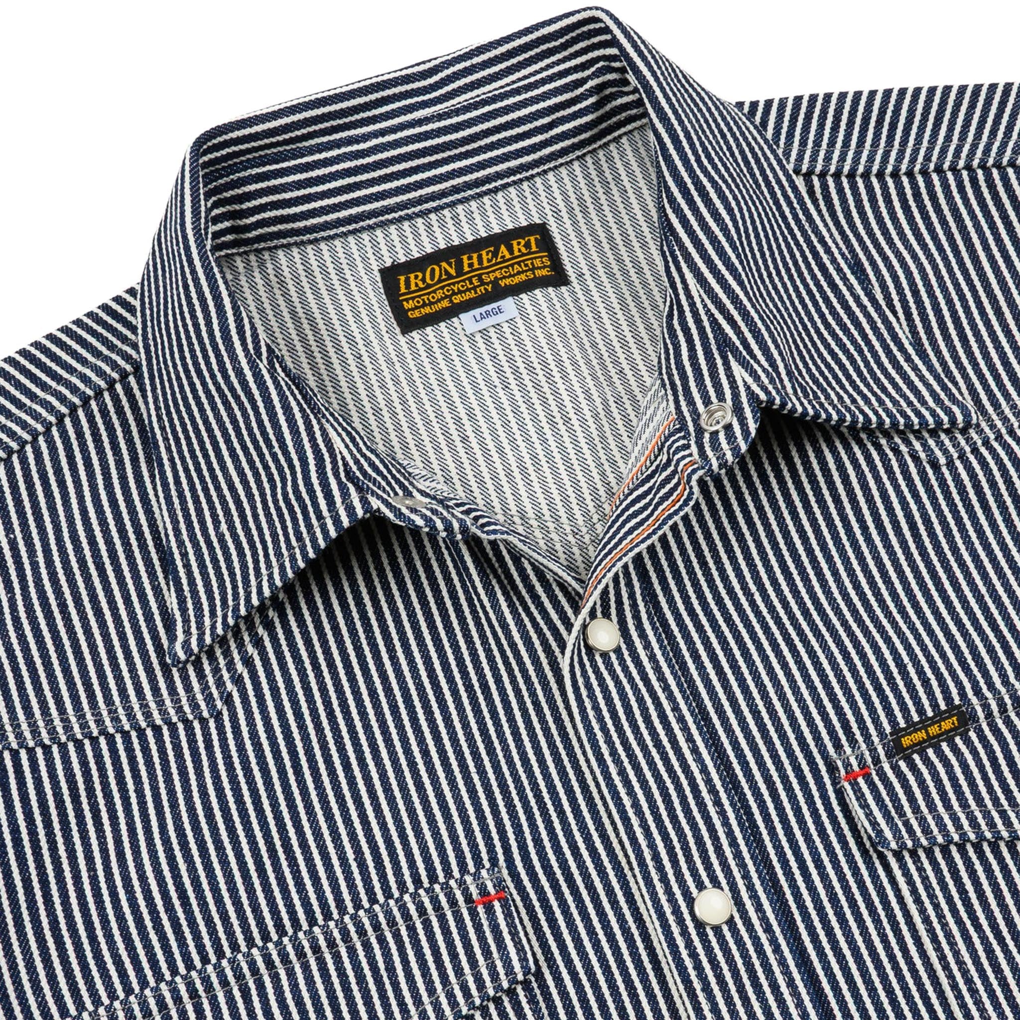 IHSH-07-IND 12oz Hickory Stripe Western Shirt - Indigo