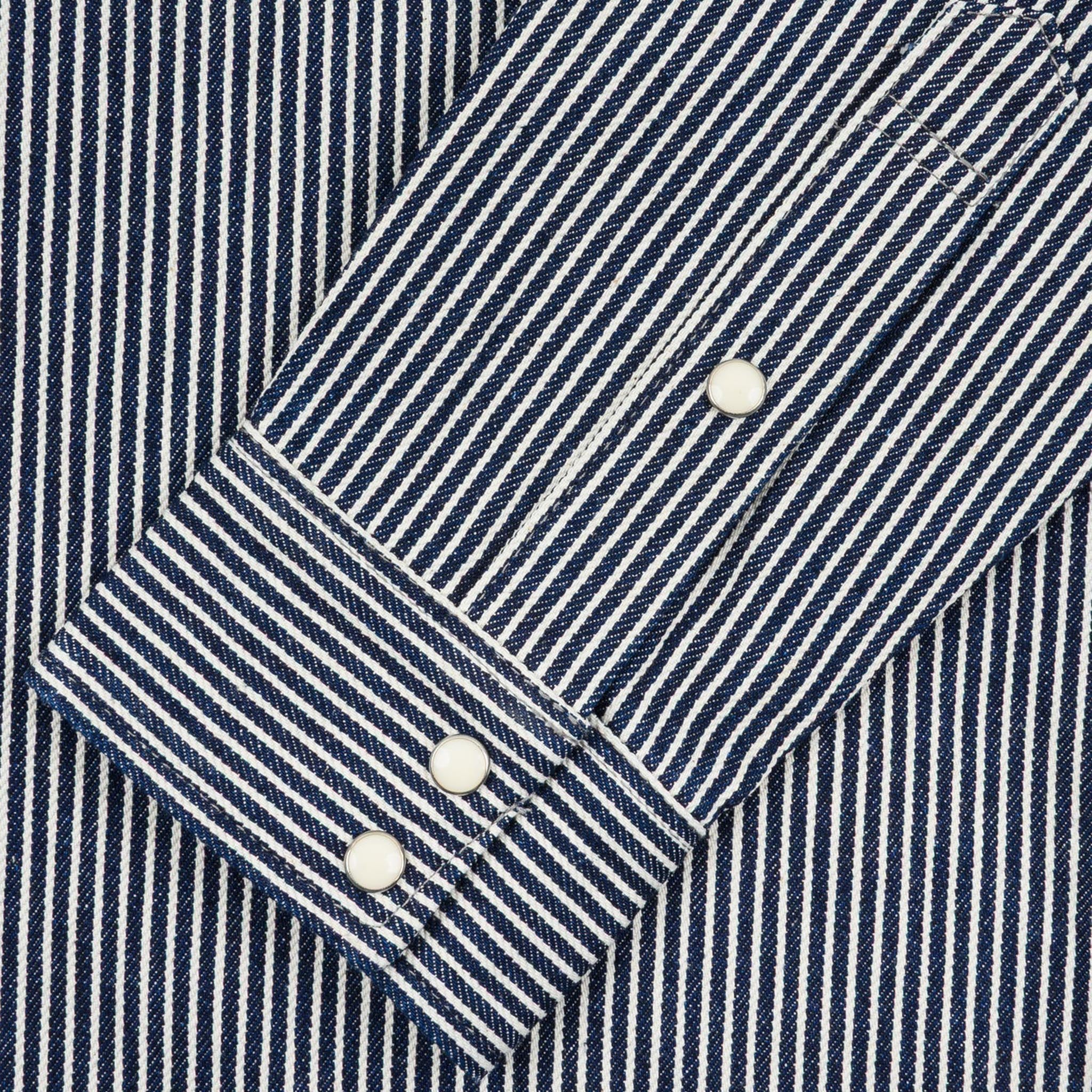 IHSH-07-IND 12oz Hickory Stripe Western Shirt - Indigo