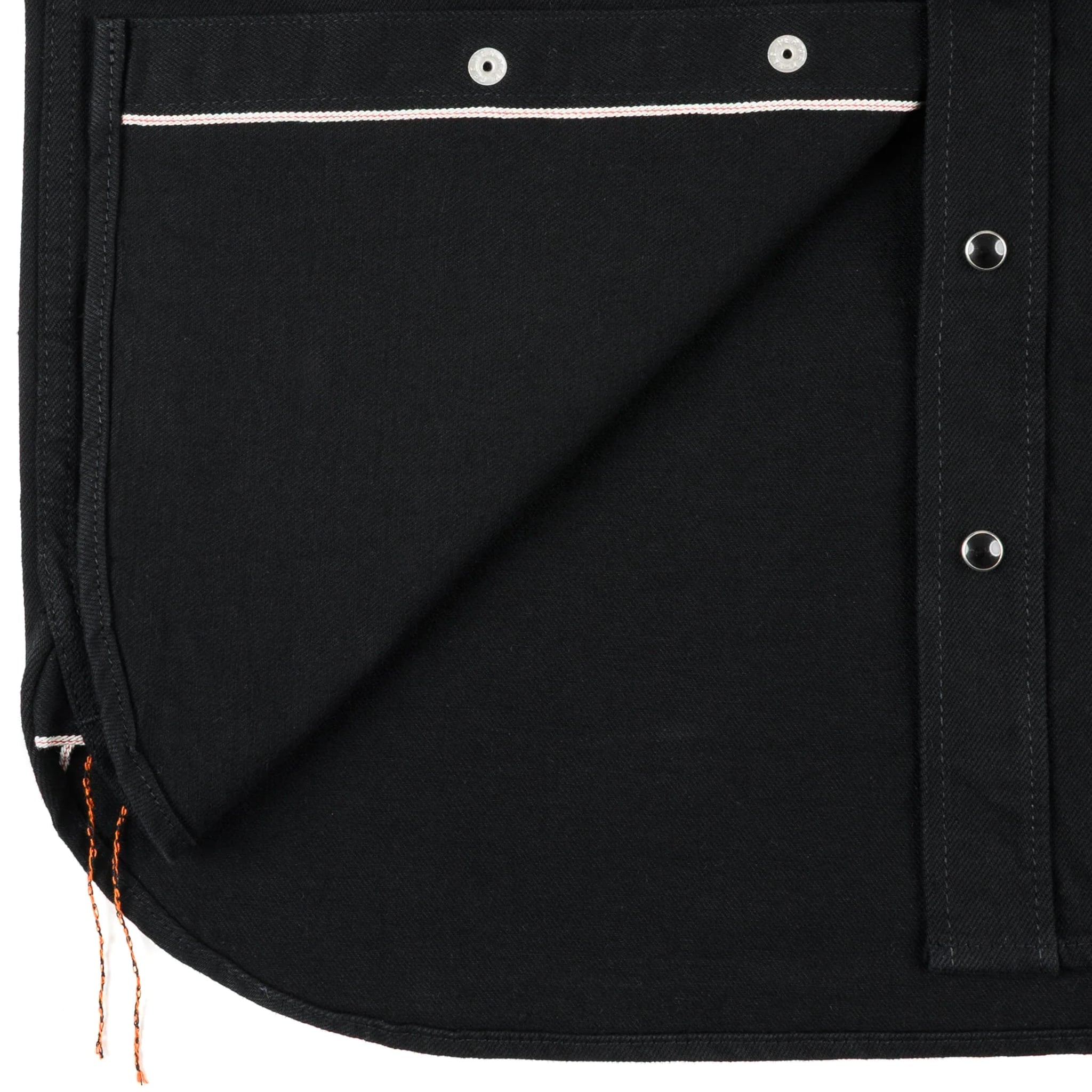 IHSH-338-BLK 12oz Selvedge Denim Work Shirt With Snaps - Black