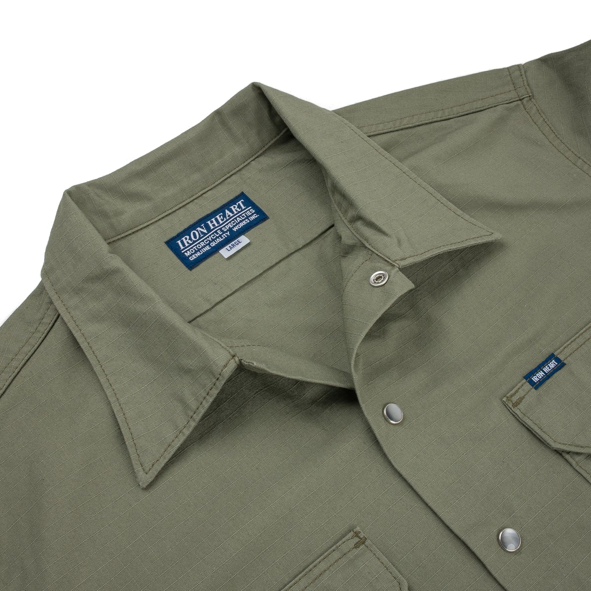 IHSH-415-GRN 8oz Ripstop Short Sleeved Mechanic Shirt - Green