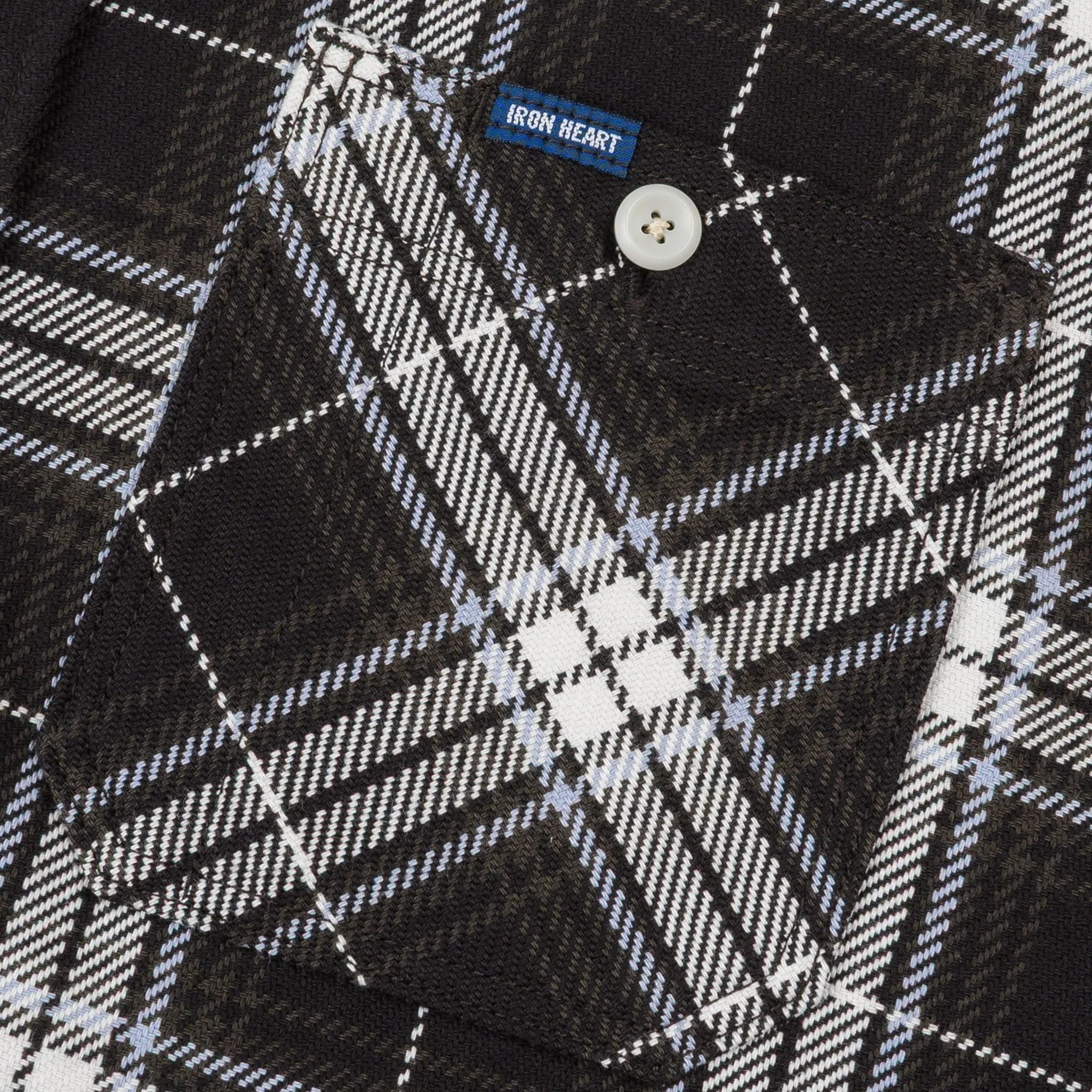 IHSH-441-BLK 9oz Selvedge Flannel Check Work Shirt - Black