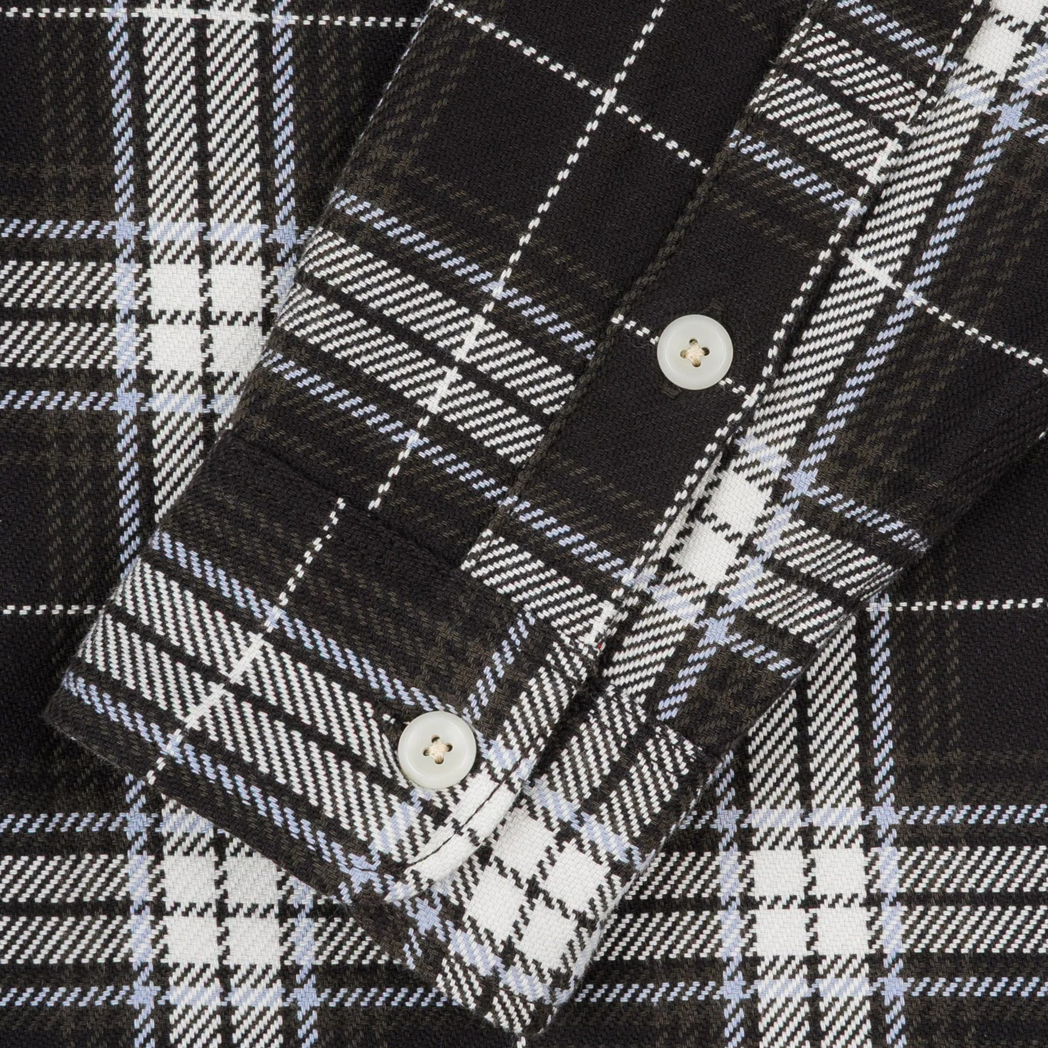 IHSH-441-BLK 9oz Selvedge Flannel Check Work Shirt - Black