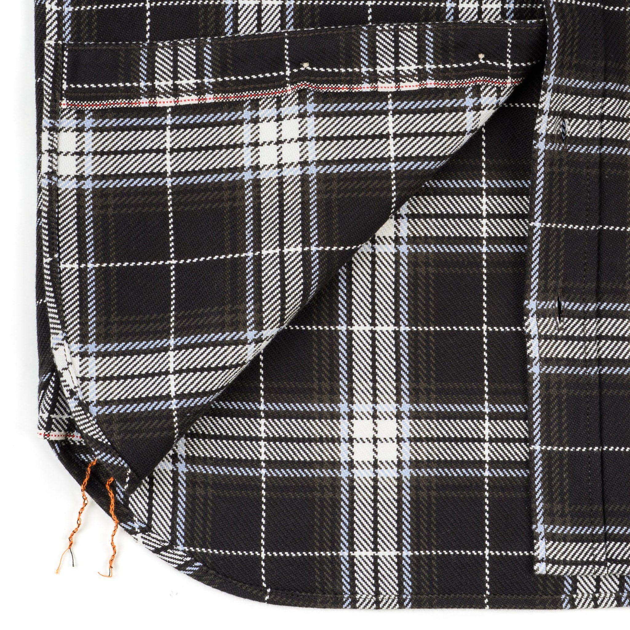 IHSH-441-BLK 9oz Selvedge Flannel Check Work Shirt - Black