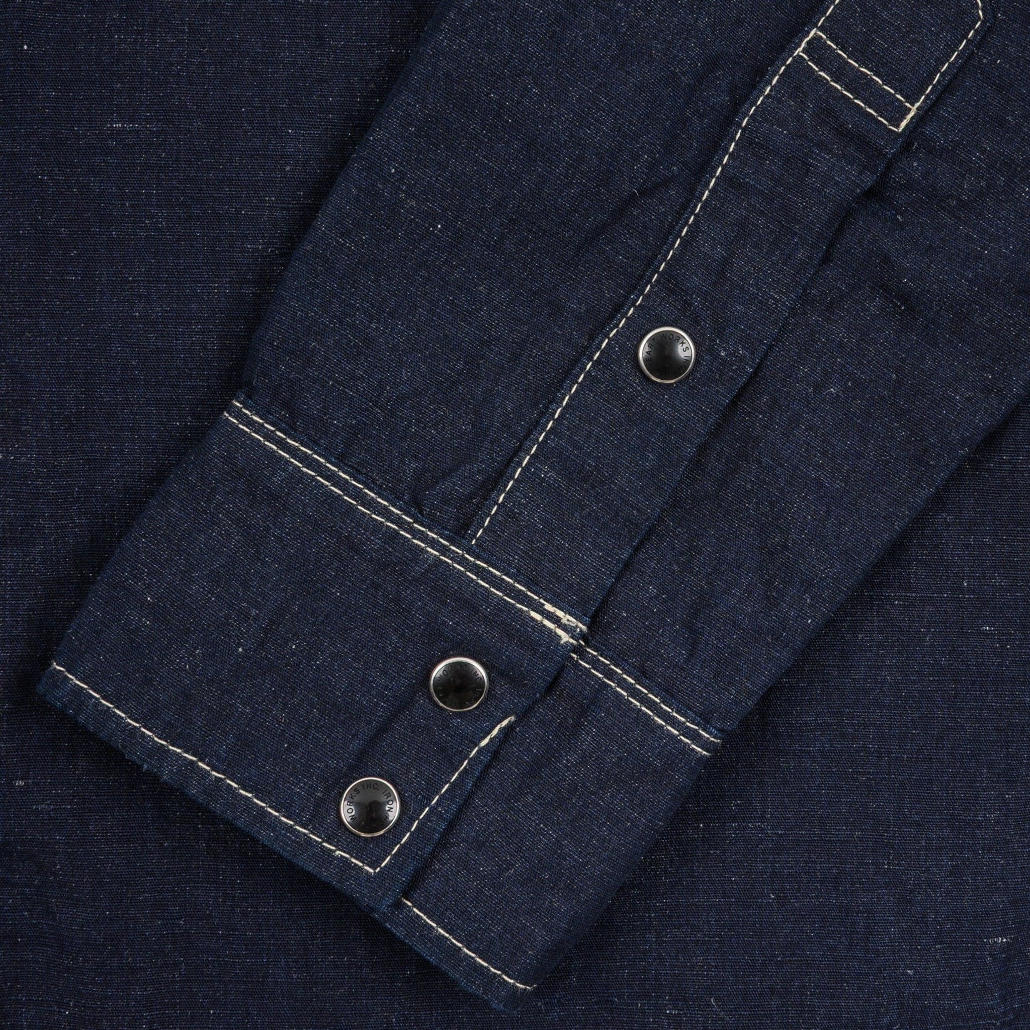 IHSH-444-IND 7oz Cotton Linen Chambray Western Shirt - Indigo