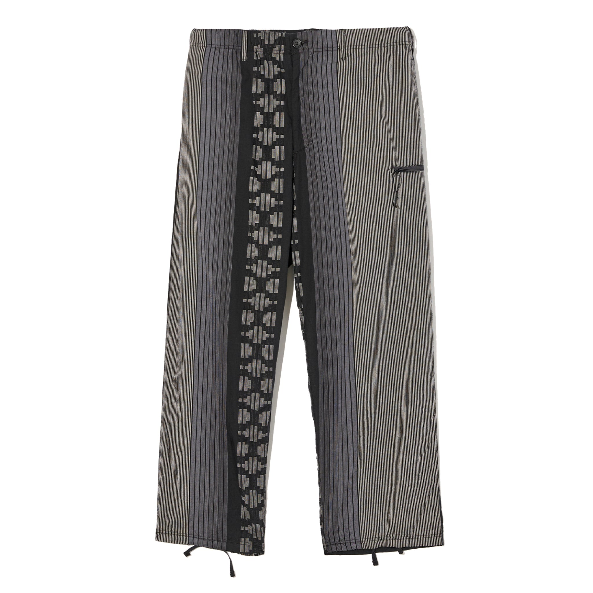 Drawstring Pant - Black/Grey Multi Pattern Stripe Jacquard