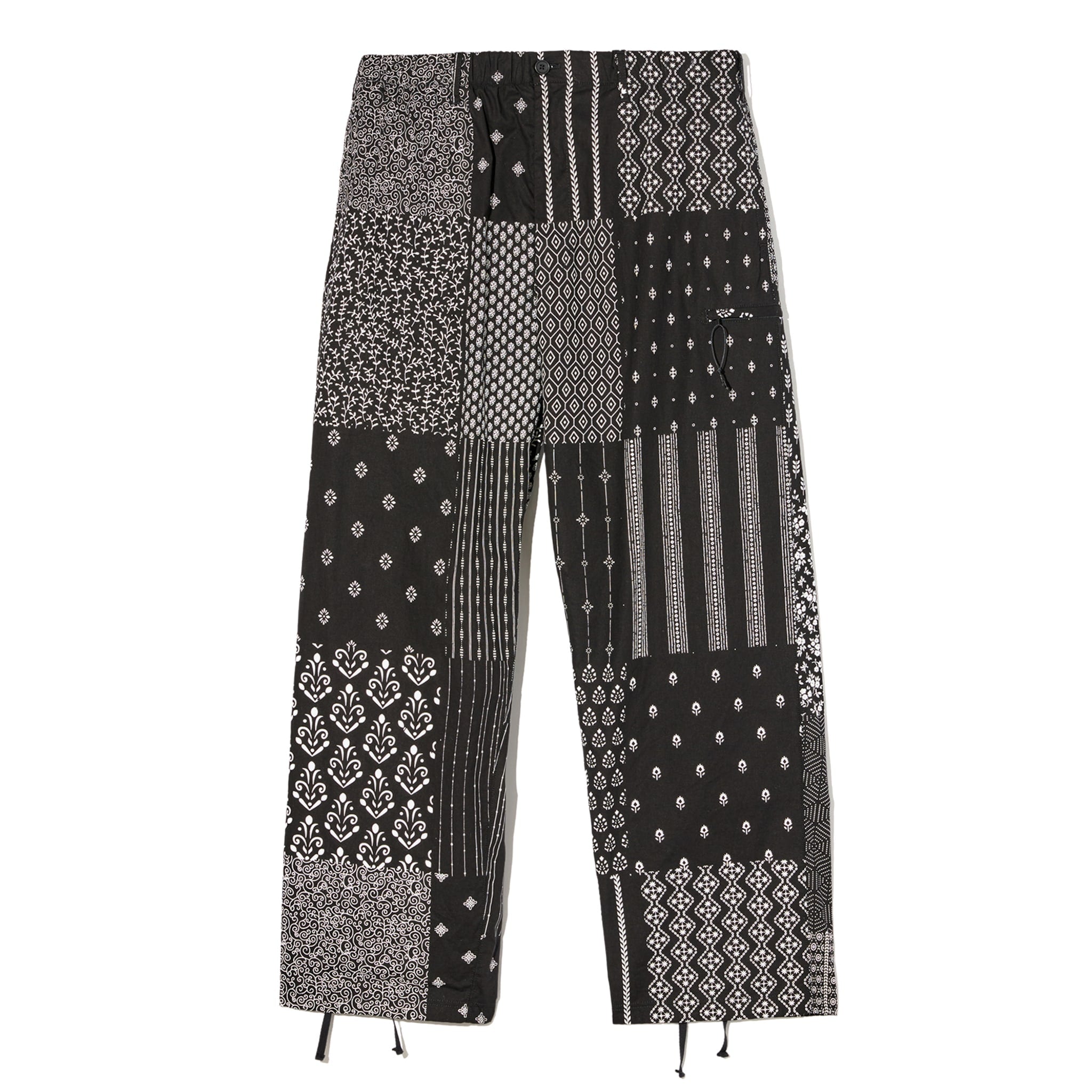 Drawstring Pant - Black/White Cotton Patchwork Print