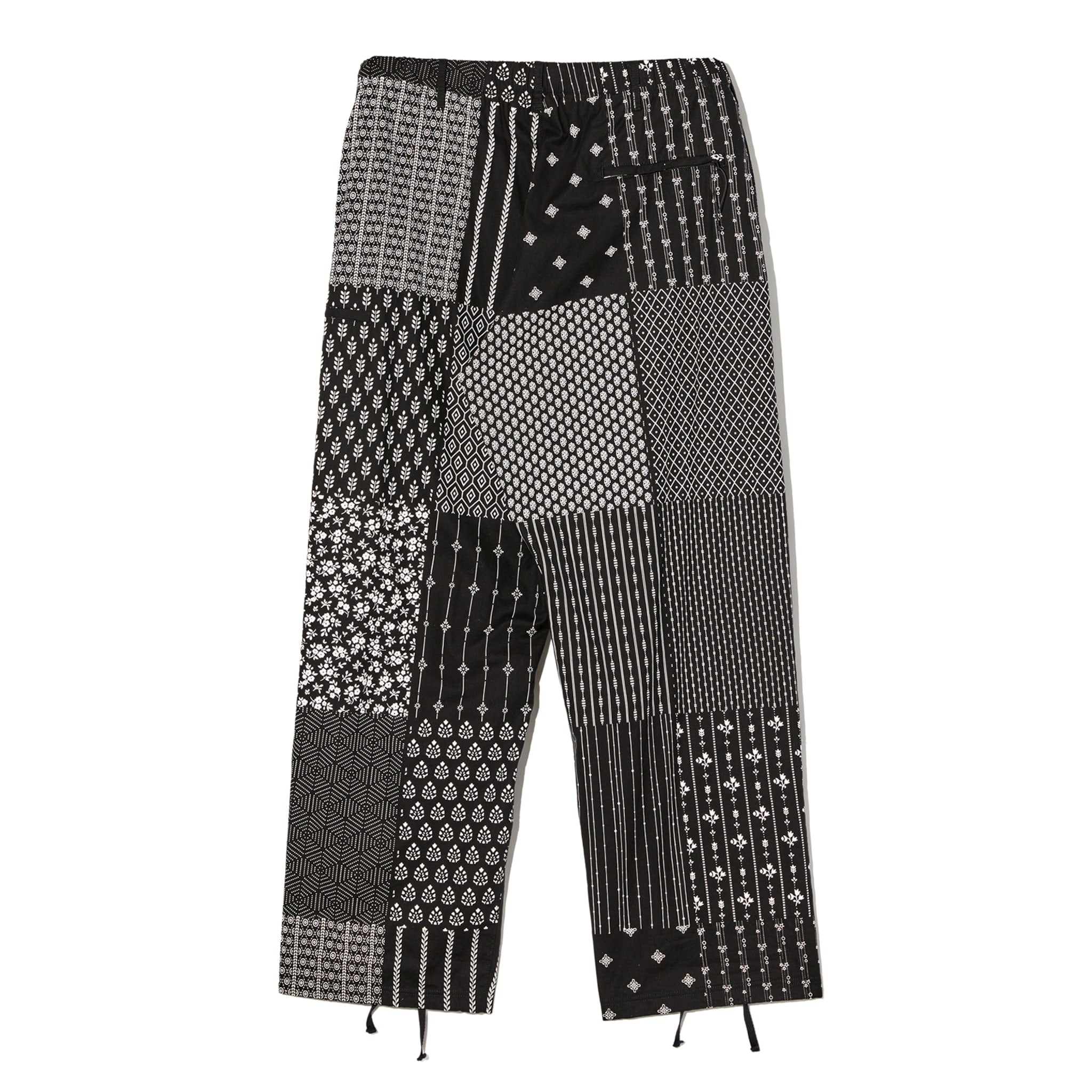 Drawstring Pant - Black/White Cotton Patchwork Print