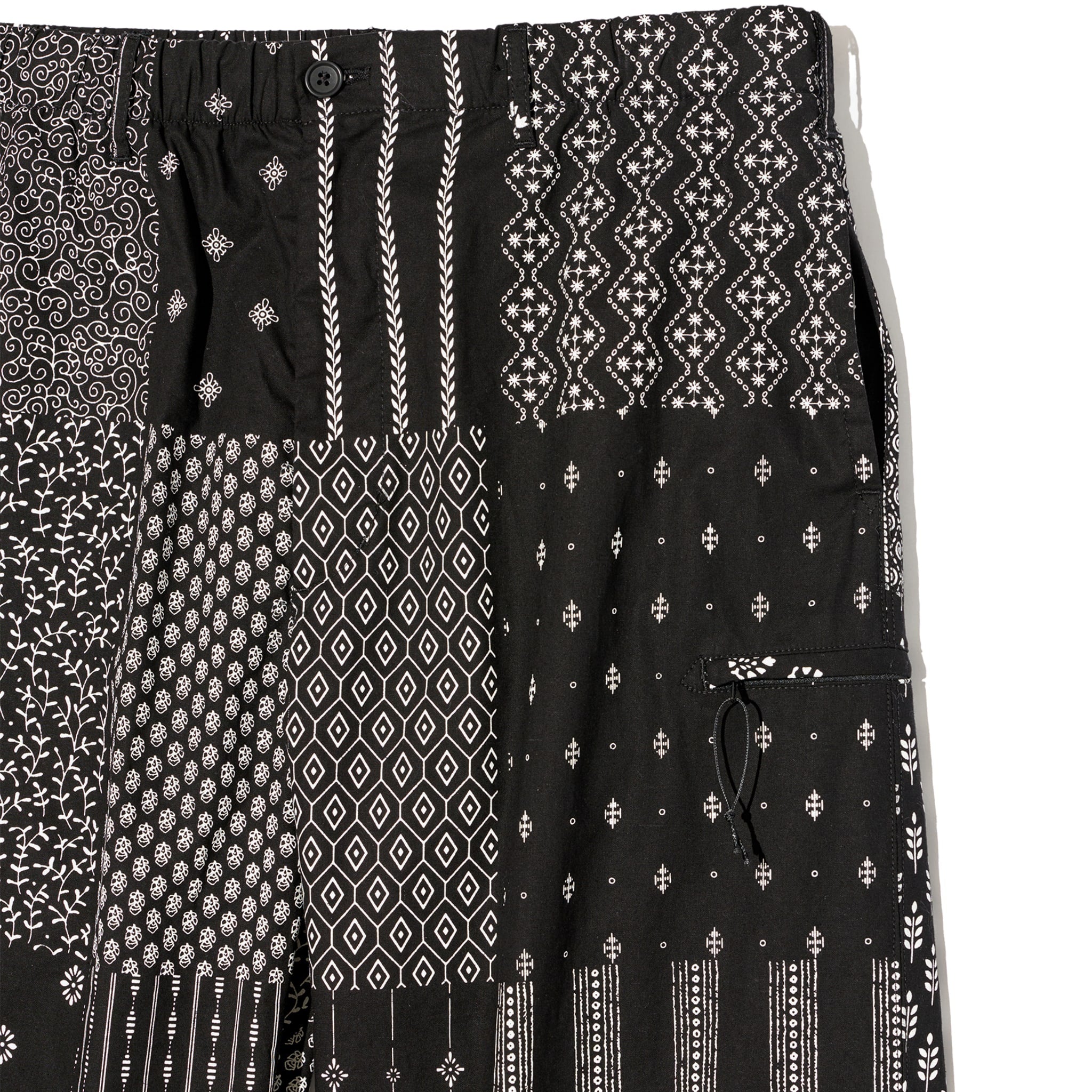 Drawstring Pant - Black/White Cotton Patchwork Print