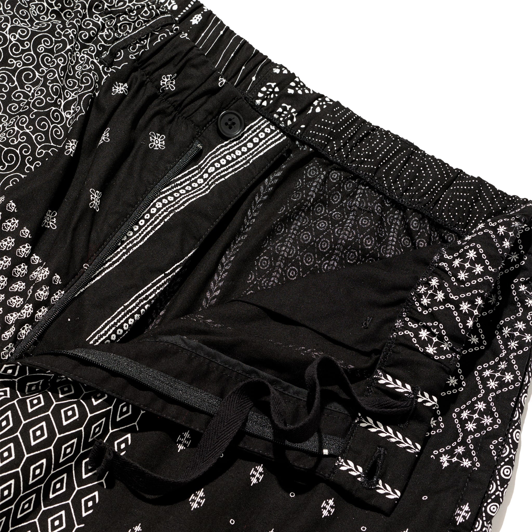 Drawstring Pant - Black/White Cotton Patchwork Print