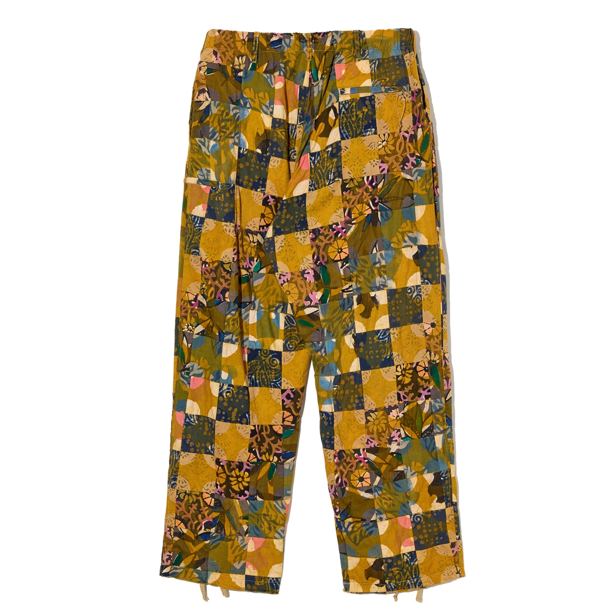 Drawstring Pant - Olive Cotton Multi Pattern Patchwork