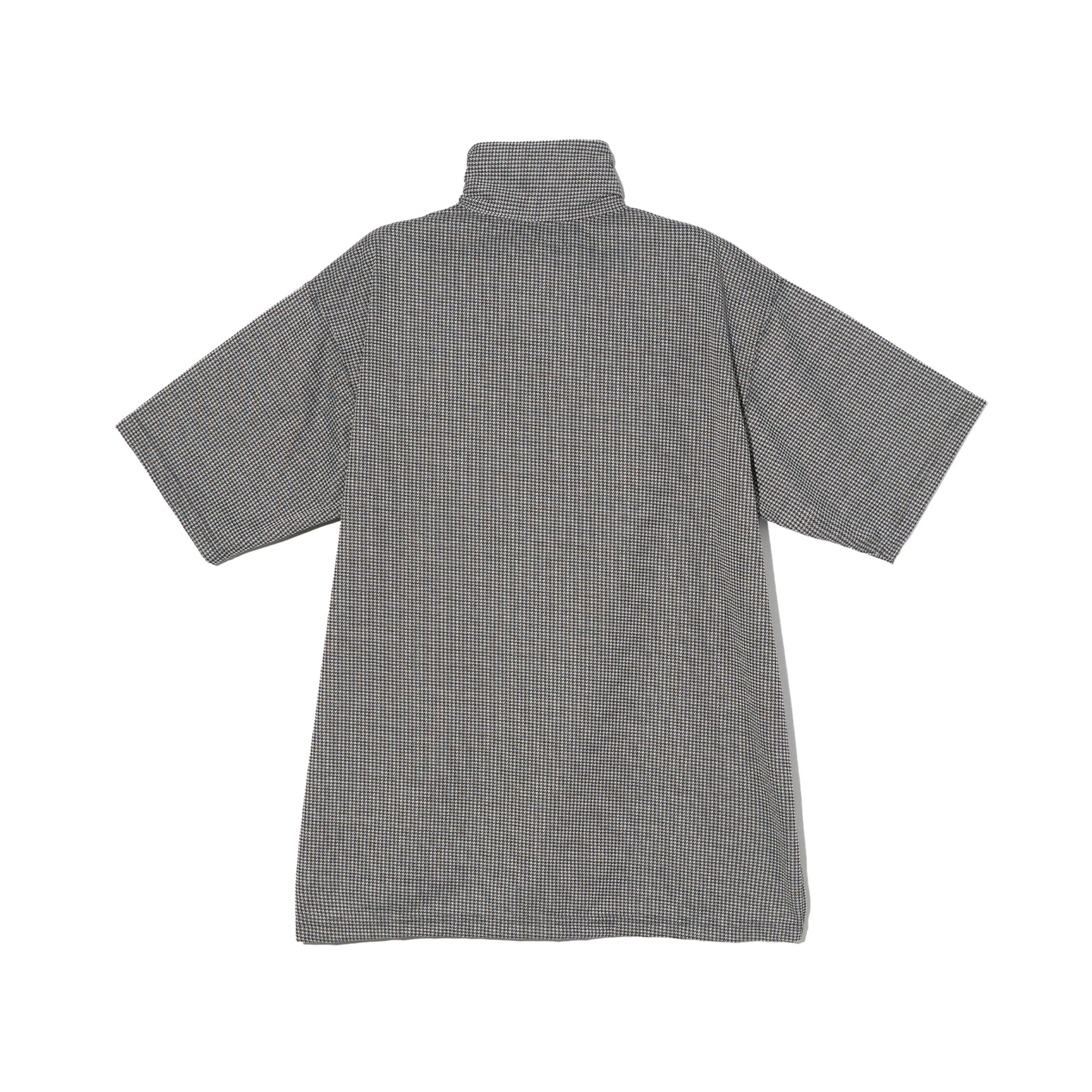 SS Zip Turtle - Black Polyester Houndstooth Knit Jersey