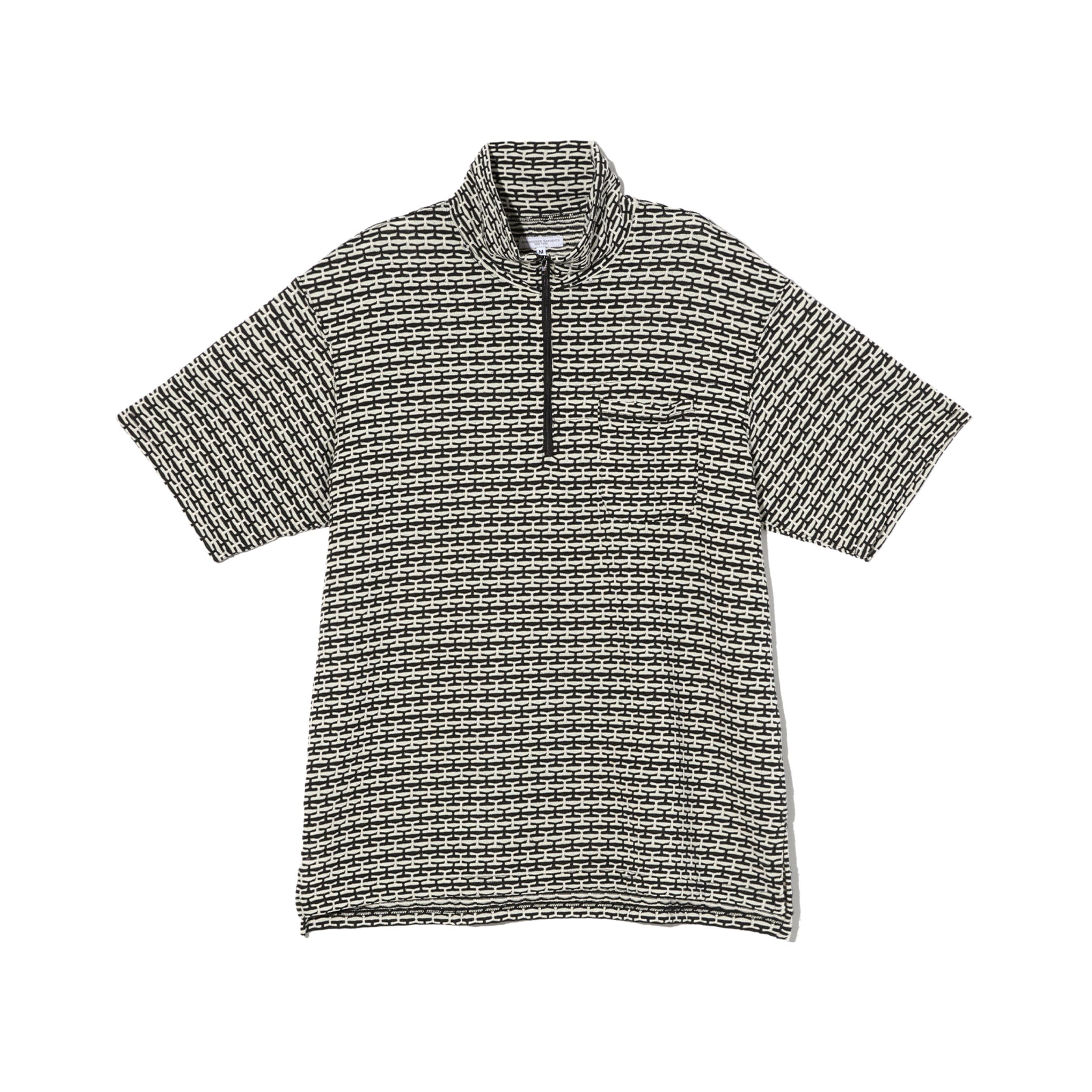 SS Zip Turtle - Black/White CP Horizontal Knit Jacquard