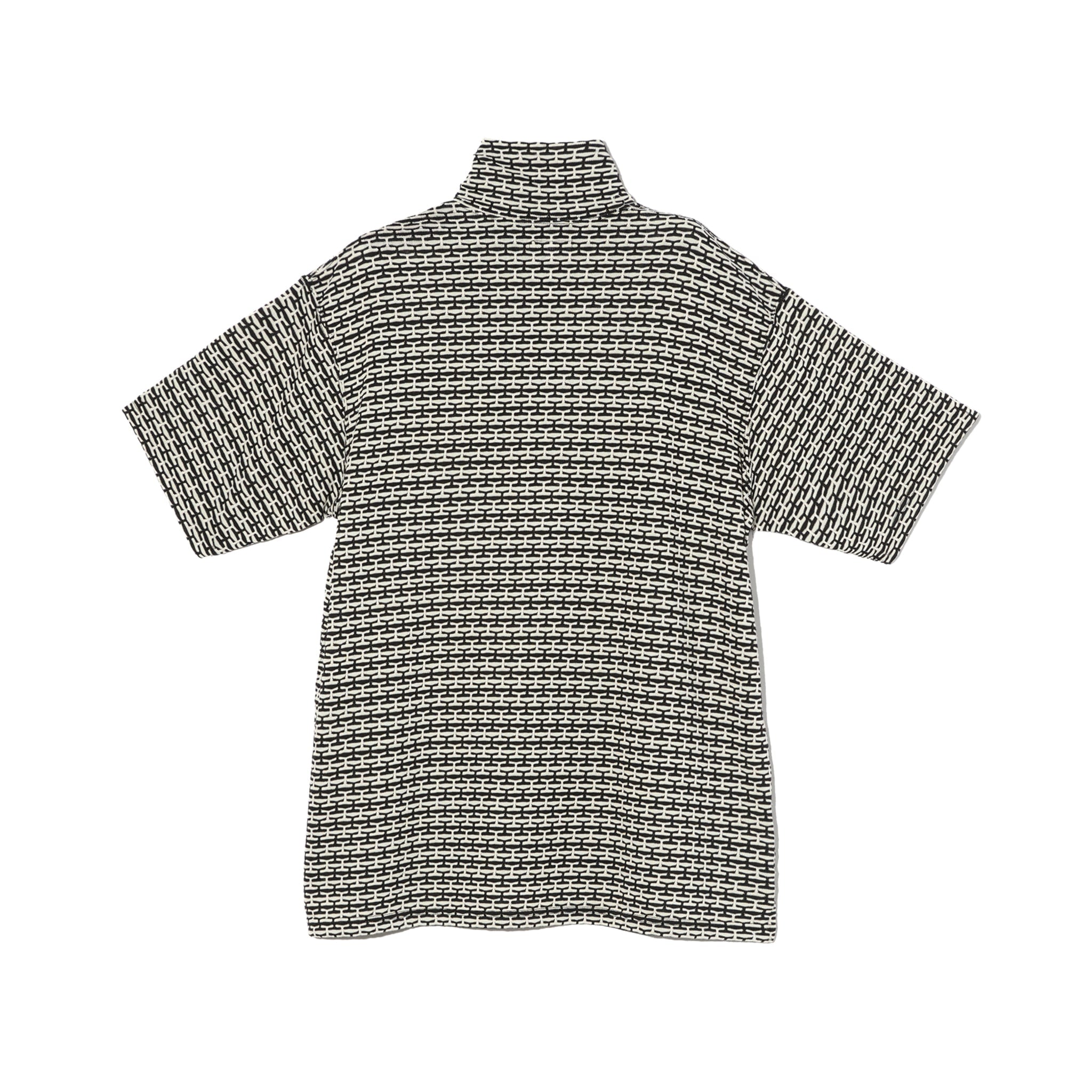 SS Zip Turtle - Black/White CP Horizontal Knit Jacquard