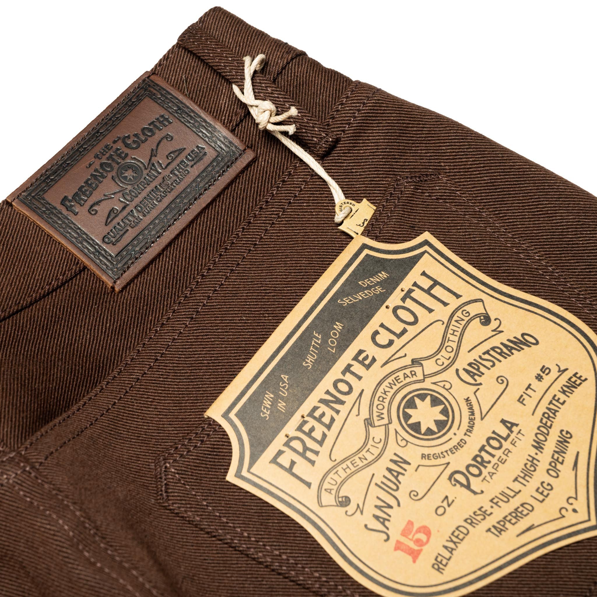 Portola Classic Taper 15 oz Dark Brown Selvedge Denim