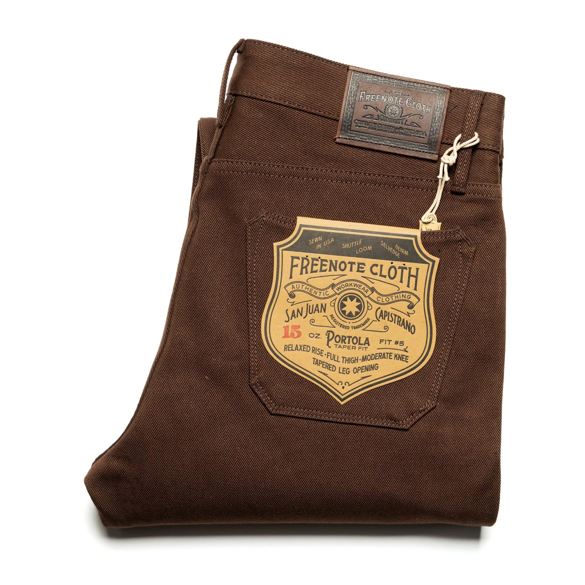 Portola Classic Taper 15 oz Dark Brown Selvedge Denim