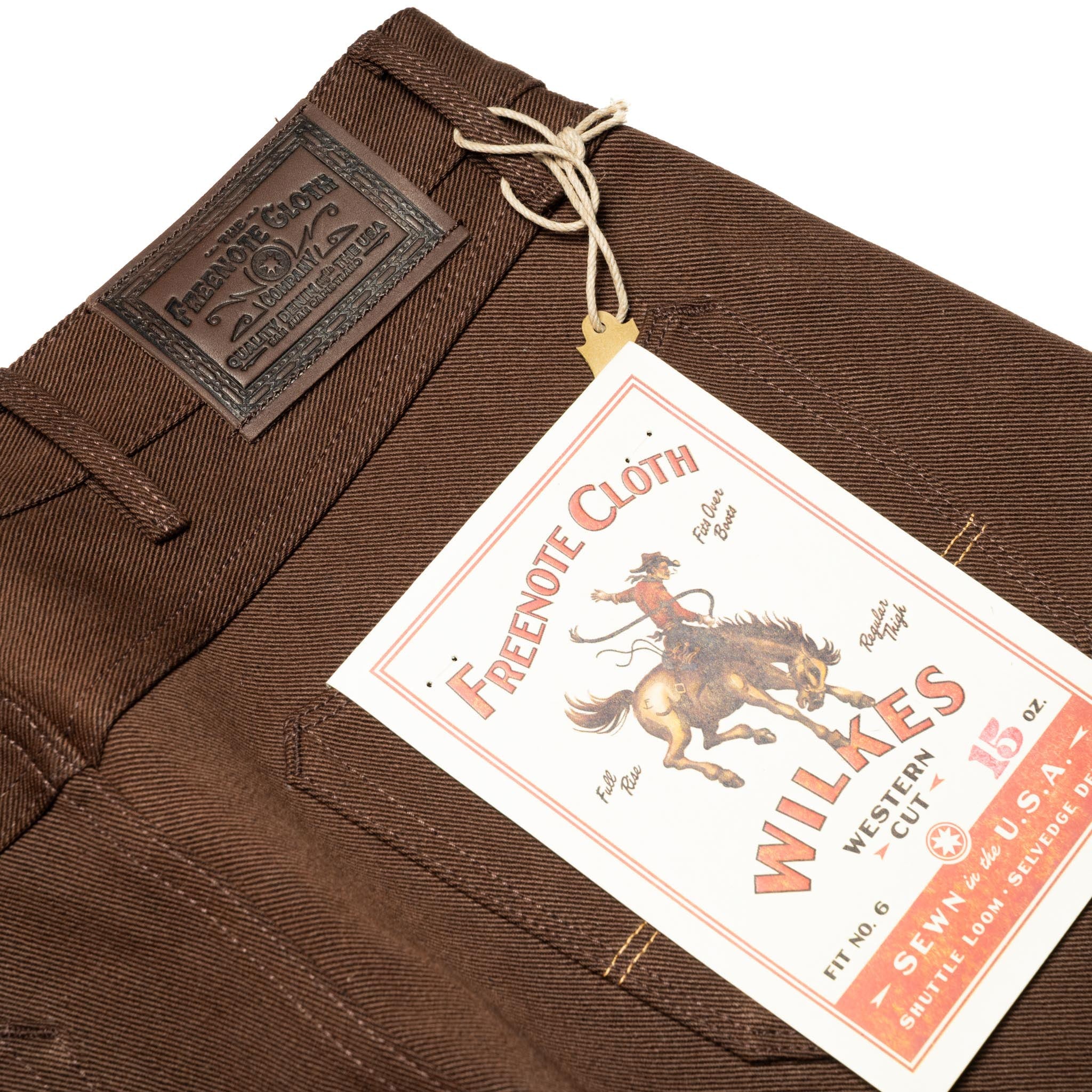 Wilkes Western 15 oz Dark Brown Selvedge Denim