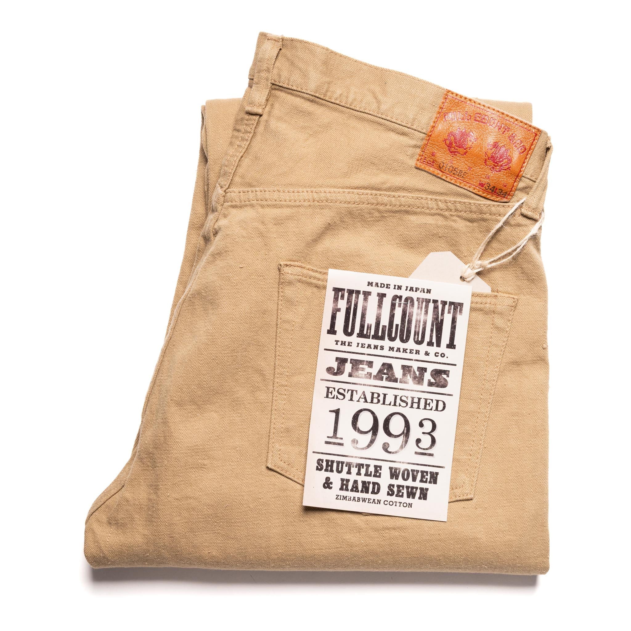 0105BE Wide Straight 12oz Slub Selvedge Denim Beige