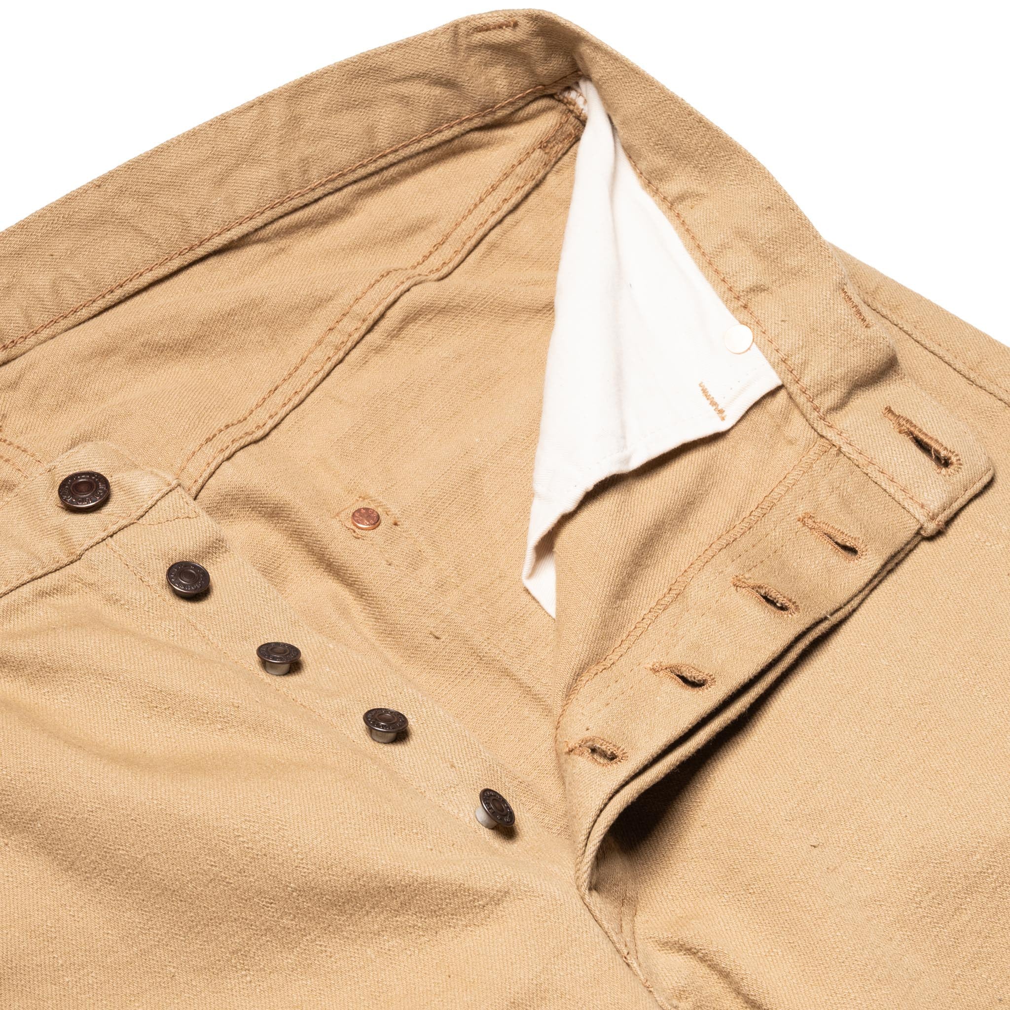 0105BE Wide Straight 12oz Slub Selvedge Denim Beige