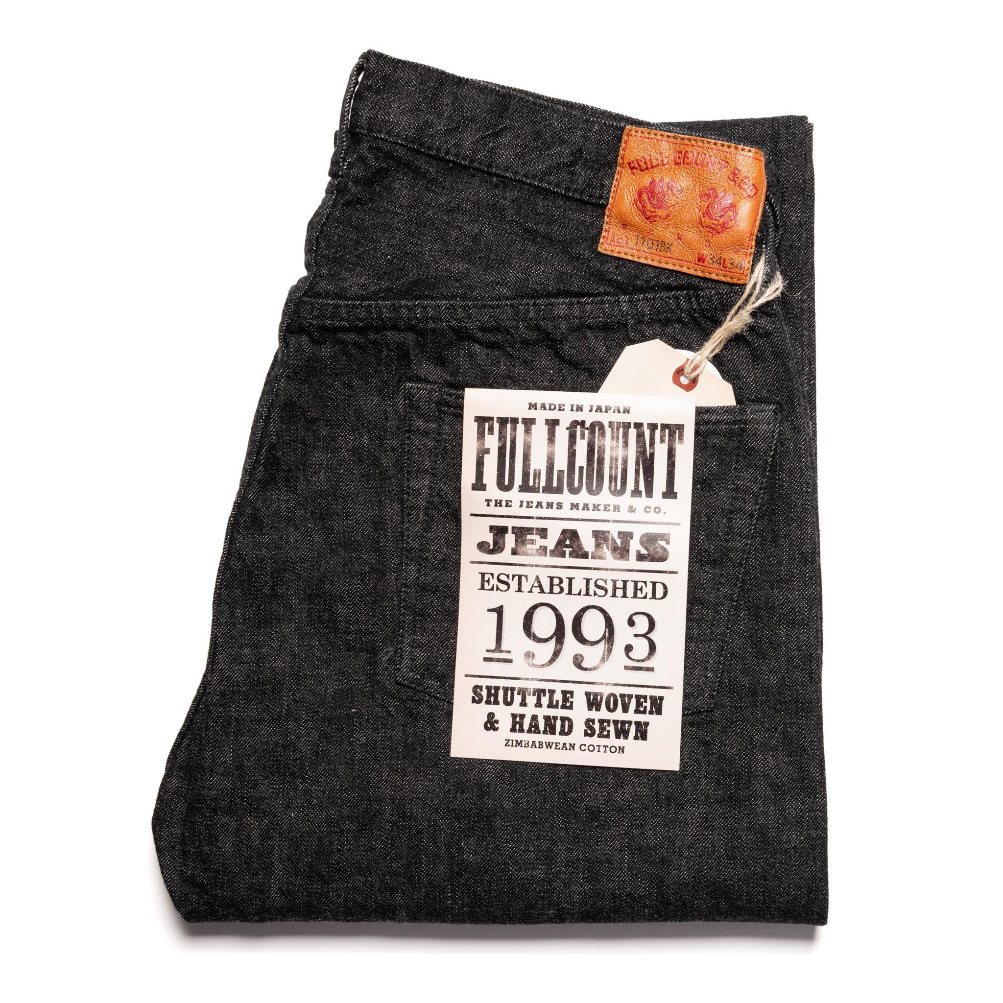 1101BK Straight 13.7oz Selvedge Denim - Black