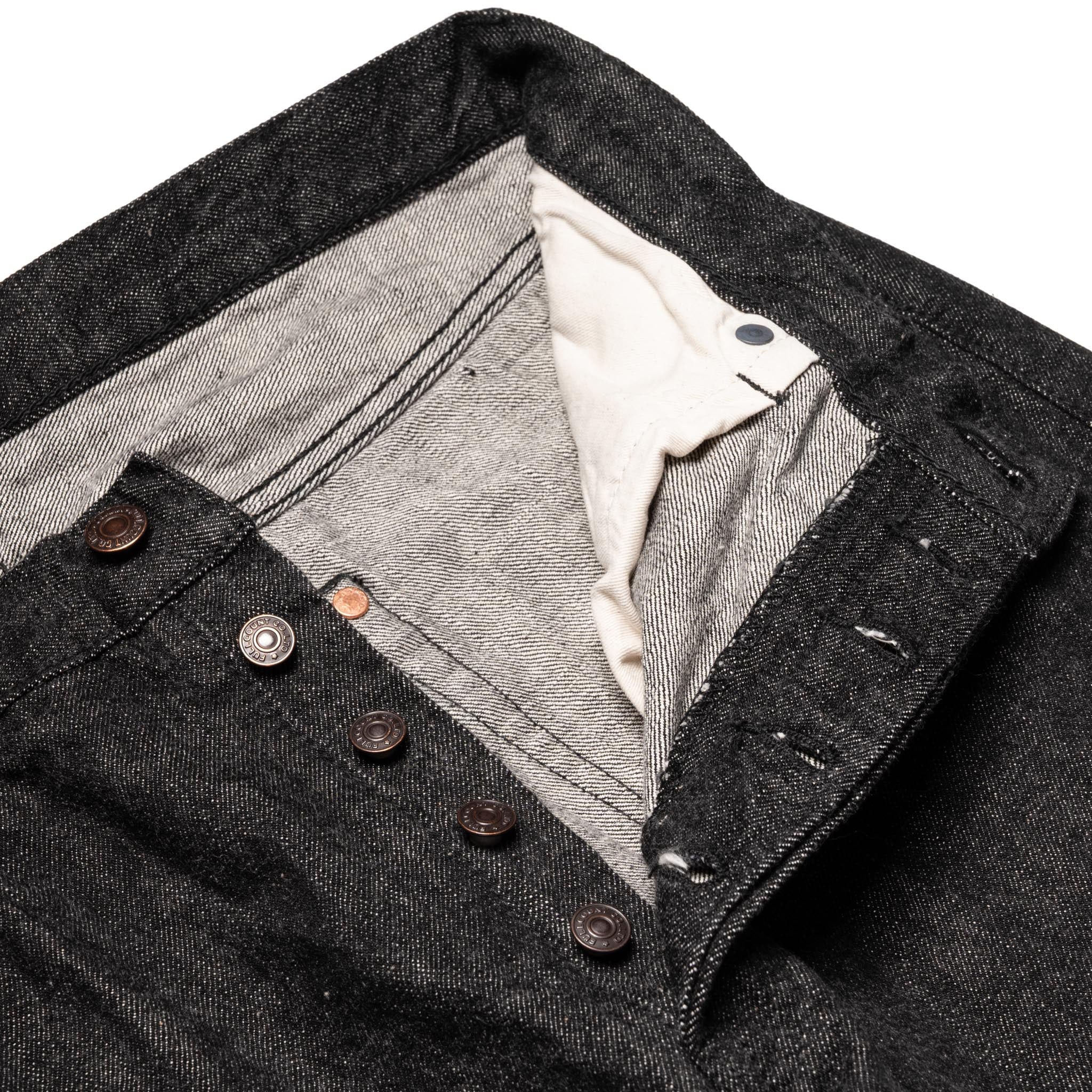 1101BK Straight 13.7oz Selvedge Denim - Black