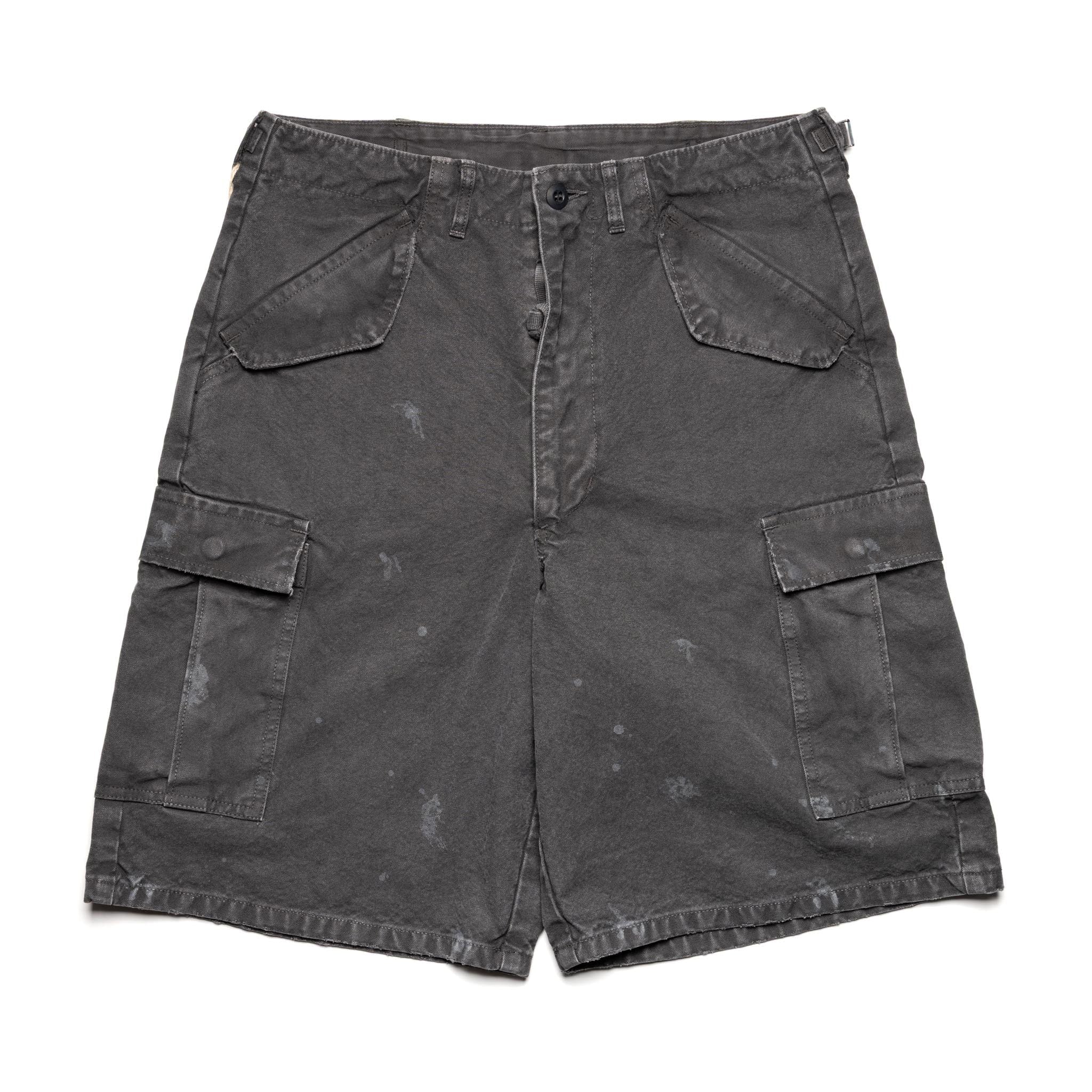 1144VE Tent Cloth Field Cargo Shorts VE (Vintage Effect) Faded Black