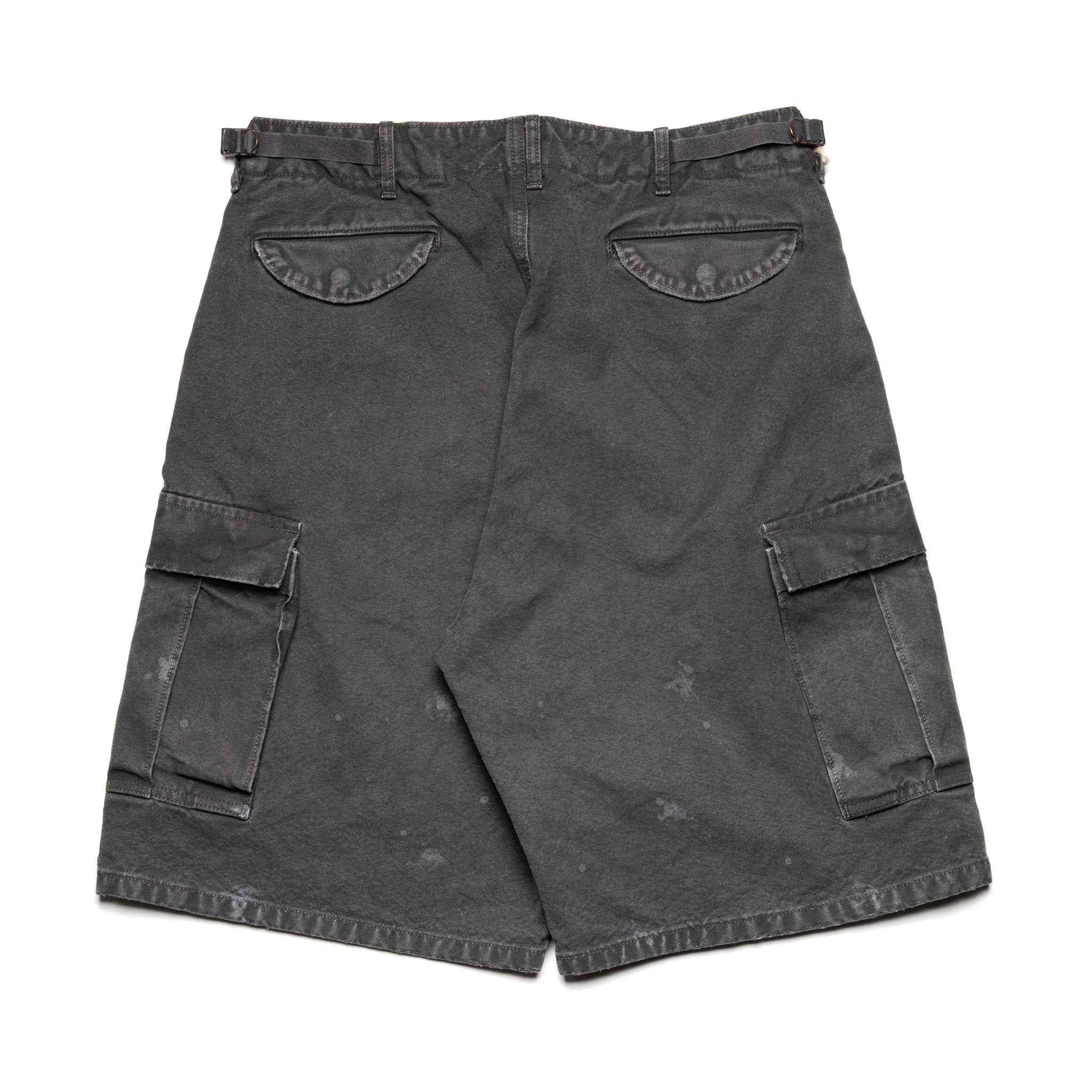 1144VE Tent Cloth Field Cargo Shorts VE (Vintage Effect) Faded Black