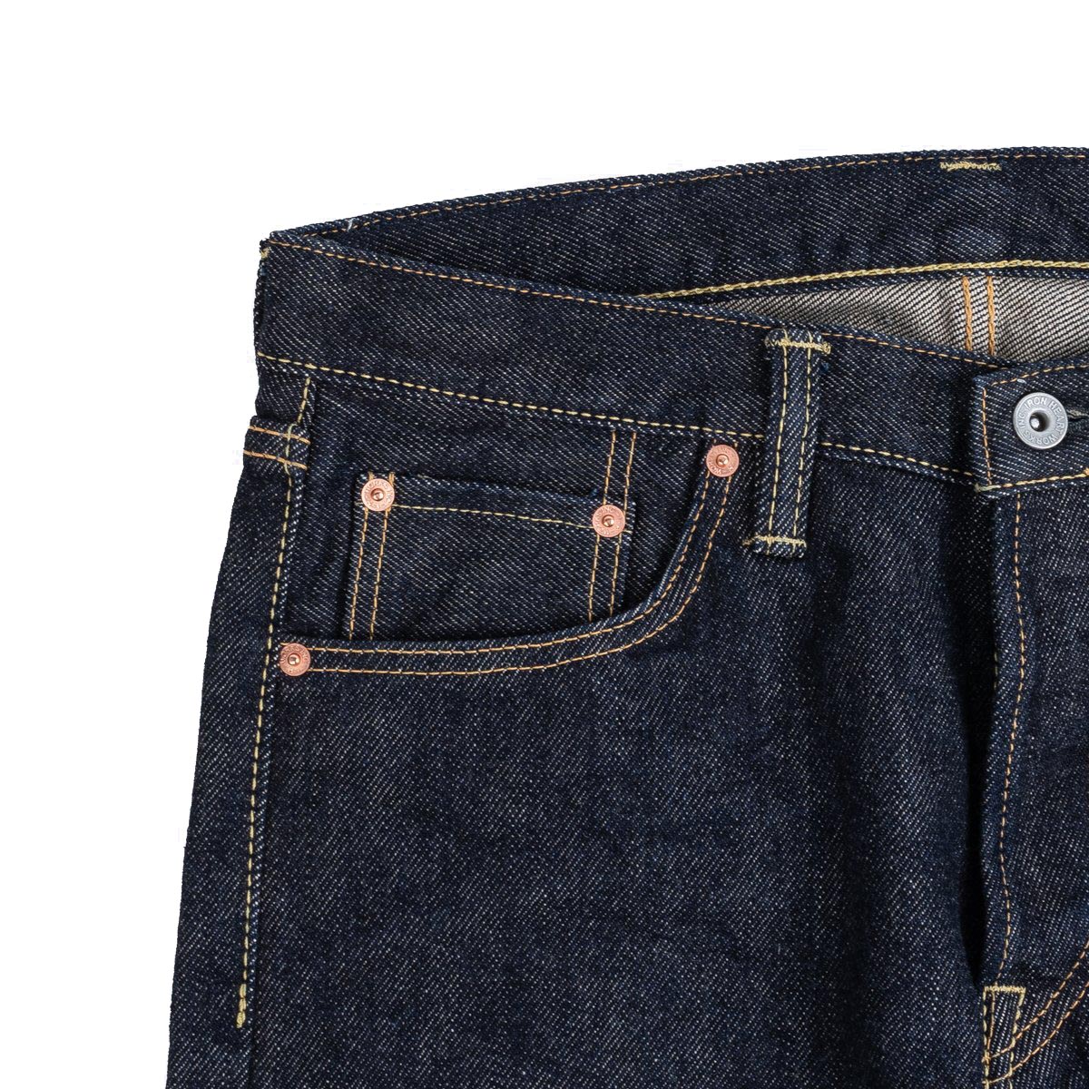 Iron Heart IH-555S-21 21oz Selvedge Denim Super Slim Cut Jeans Indigo Coin Pocket Detail