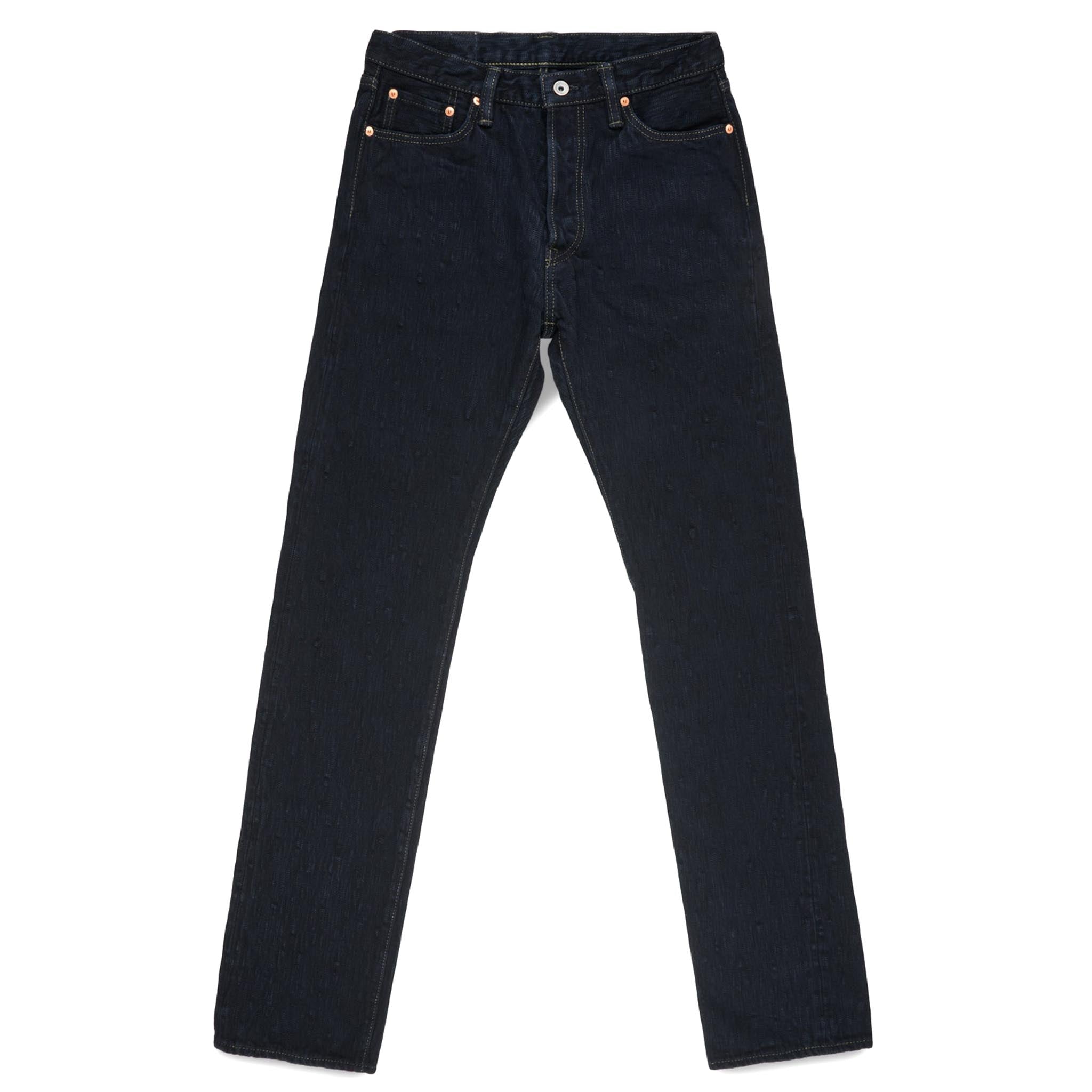 IH-888S-SLBod 16oz Slubby Selvedge Denim Relaxed Tapered Cut Jeans - Indigo Overdyed Black