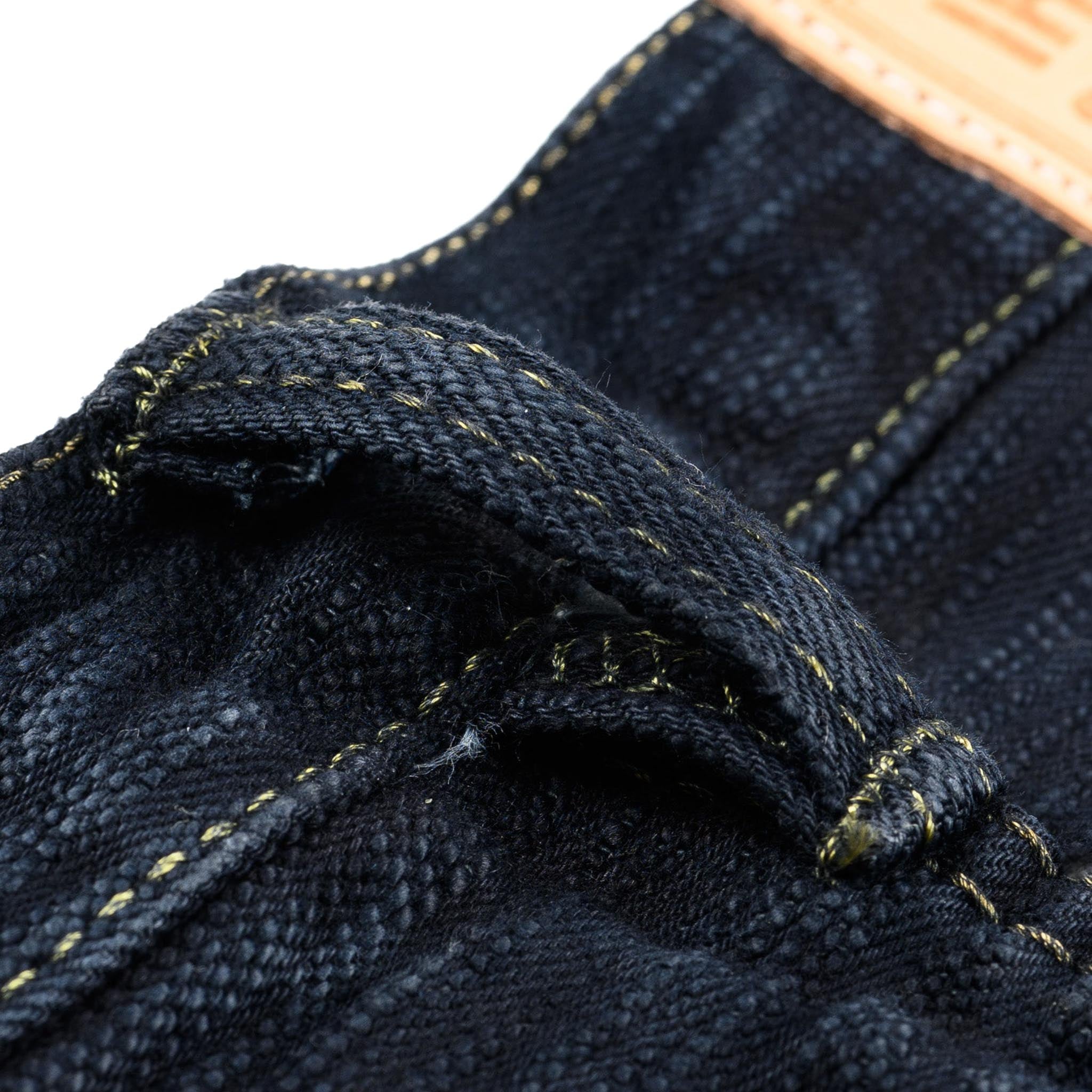 IH-888S-SLBod 16oz Slubby Selvedge Denim Relaxed Tapered Cut Jeans - Indigo Overdyed Black