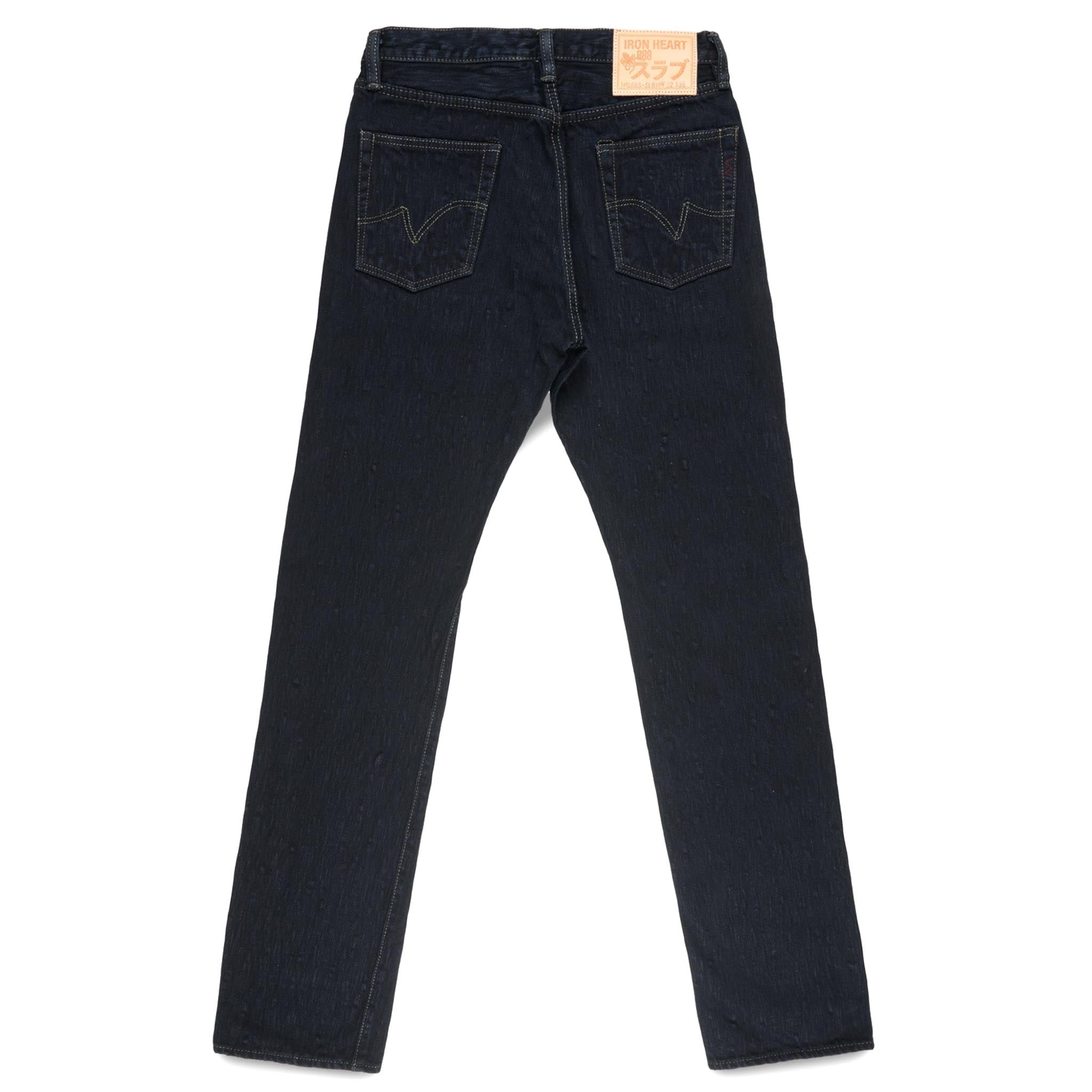 IH-888S-SLBod 16oz Slubby Selvedge Denim Relaxed Tapered Cut Jeans - Indigo Overdyed Black