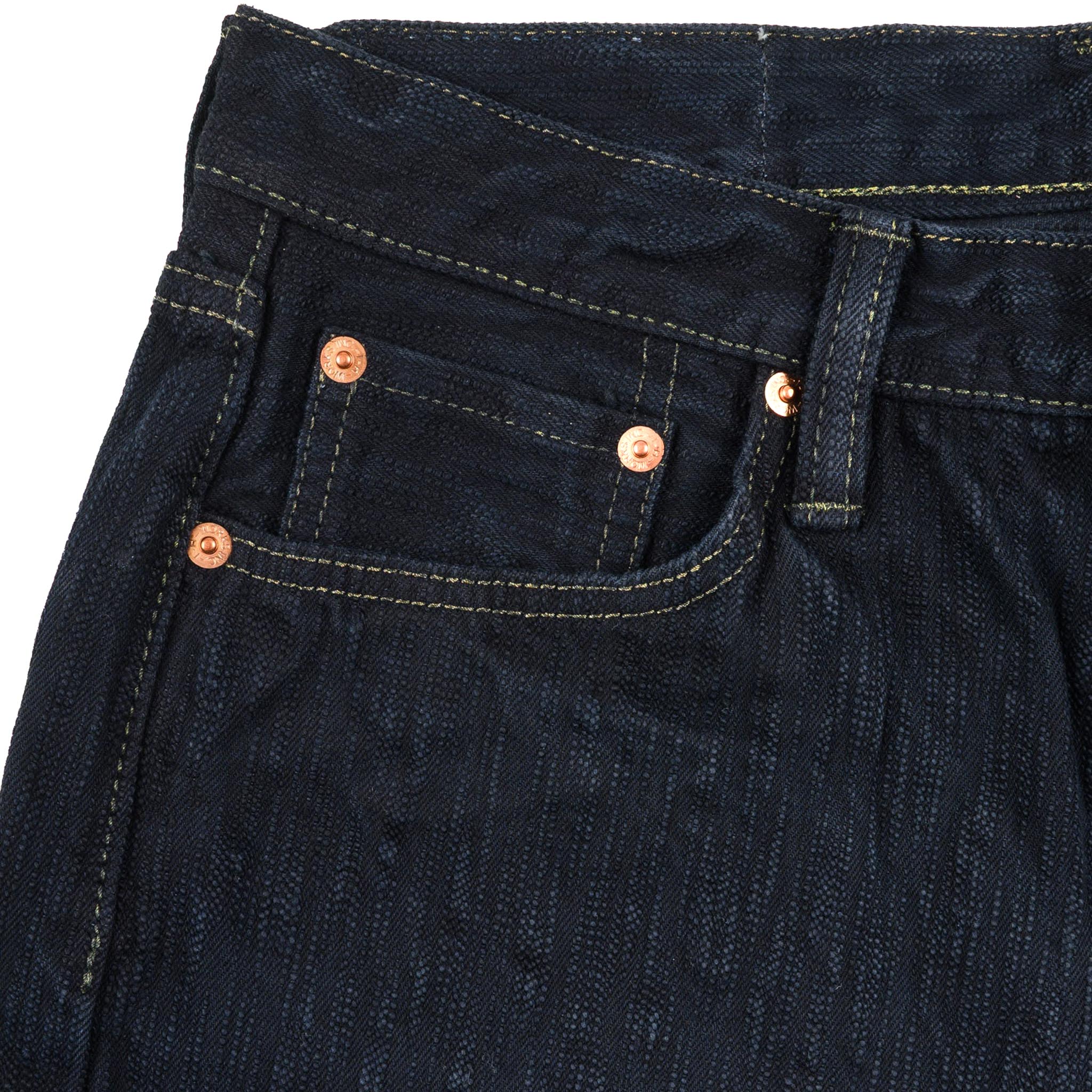 IH-888S-SLBod 16oz Slubby Selvedge Denim Relaxed Tapered Cut Jeans - Indigo Overdyed Black