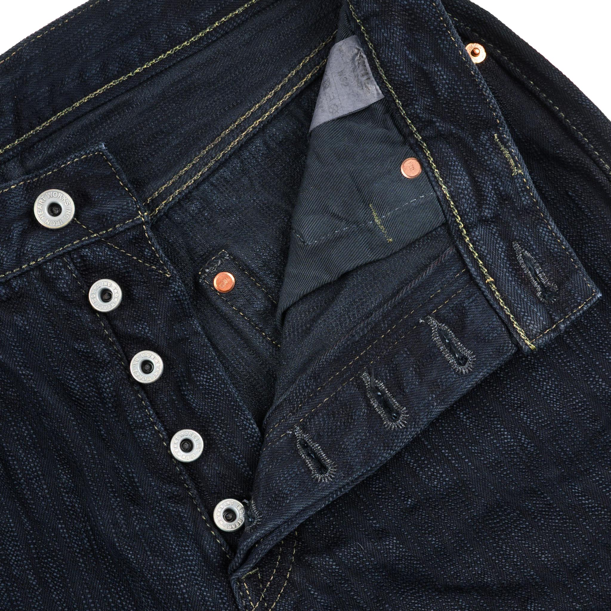 IH-888S-SLBod 16oz Slubby Selvedge Denim Relaxed Tapered Cut Jeans - Indigo Overdyed Black